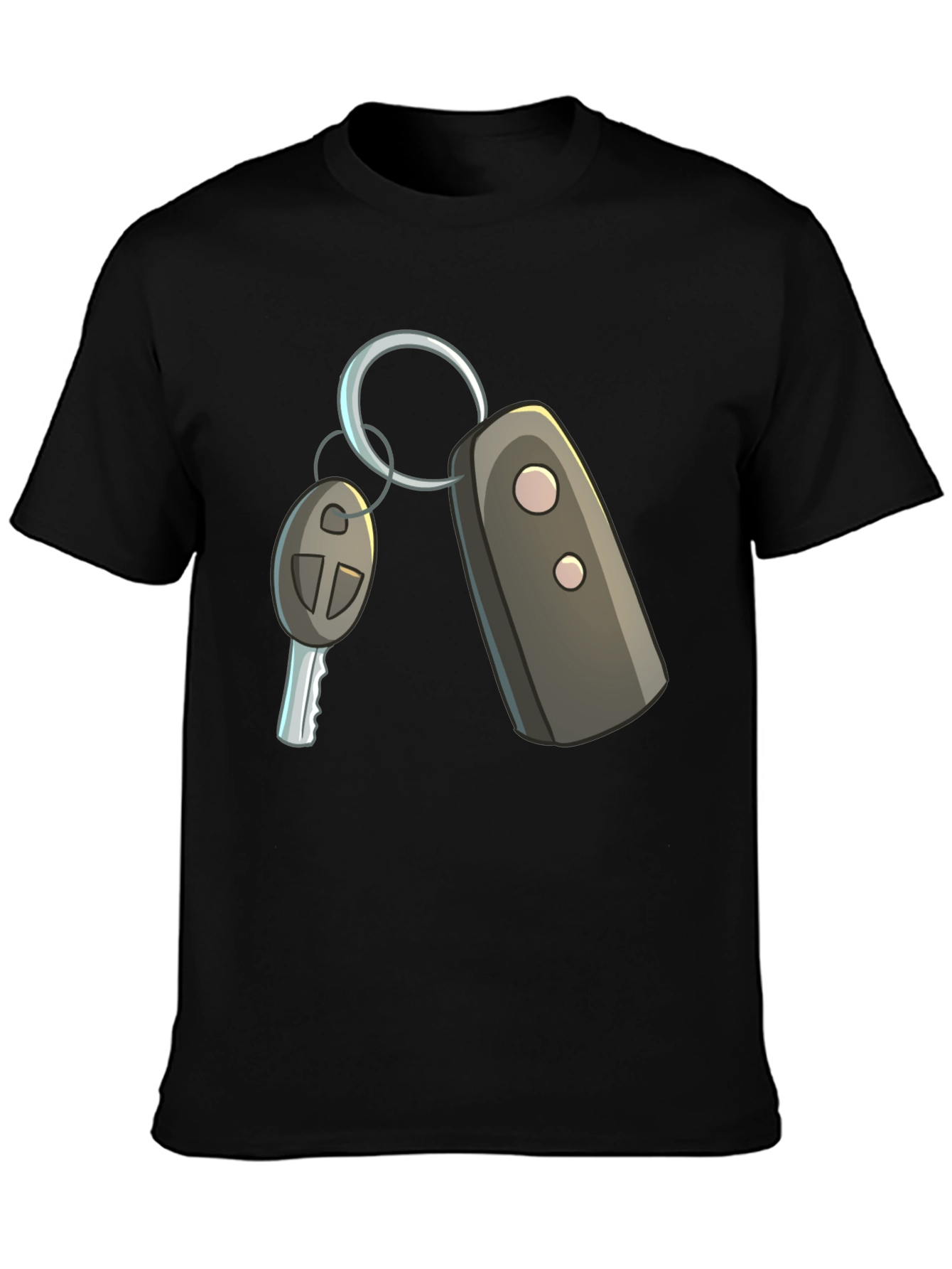 Cartoon Car Keys Graphic Tee - Black