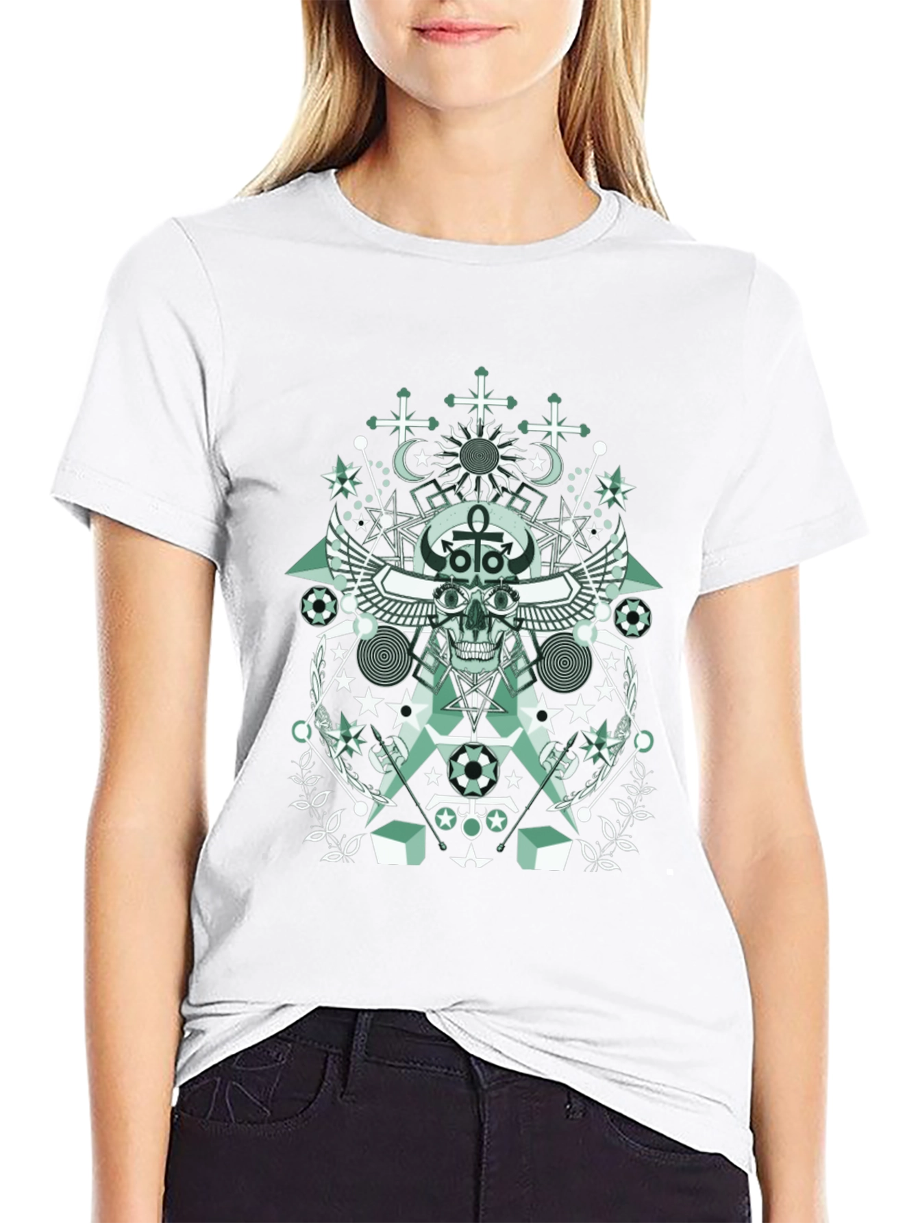 Esoteric Skull Graphic Tee - Dark Arts Style
