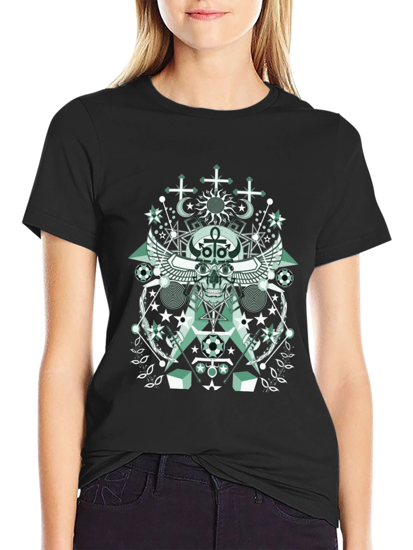 Esoteric Skull Graphic Tee - Dark Arts Style