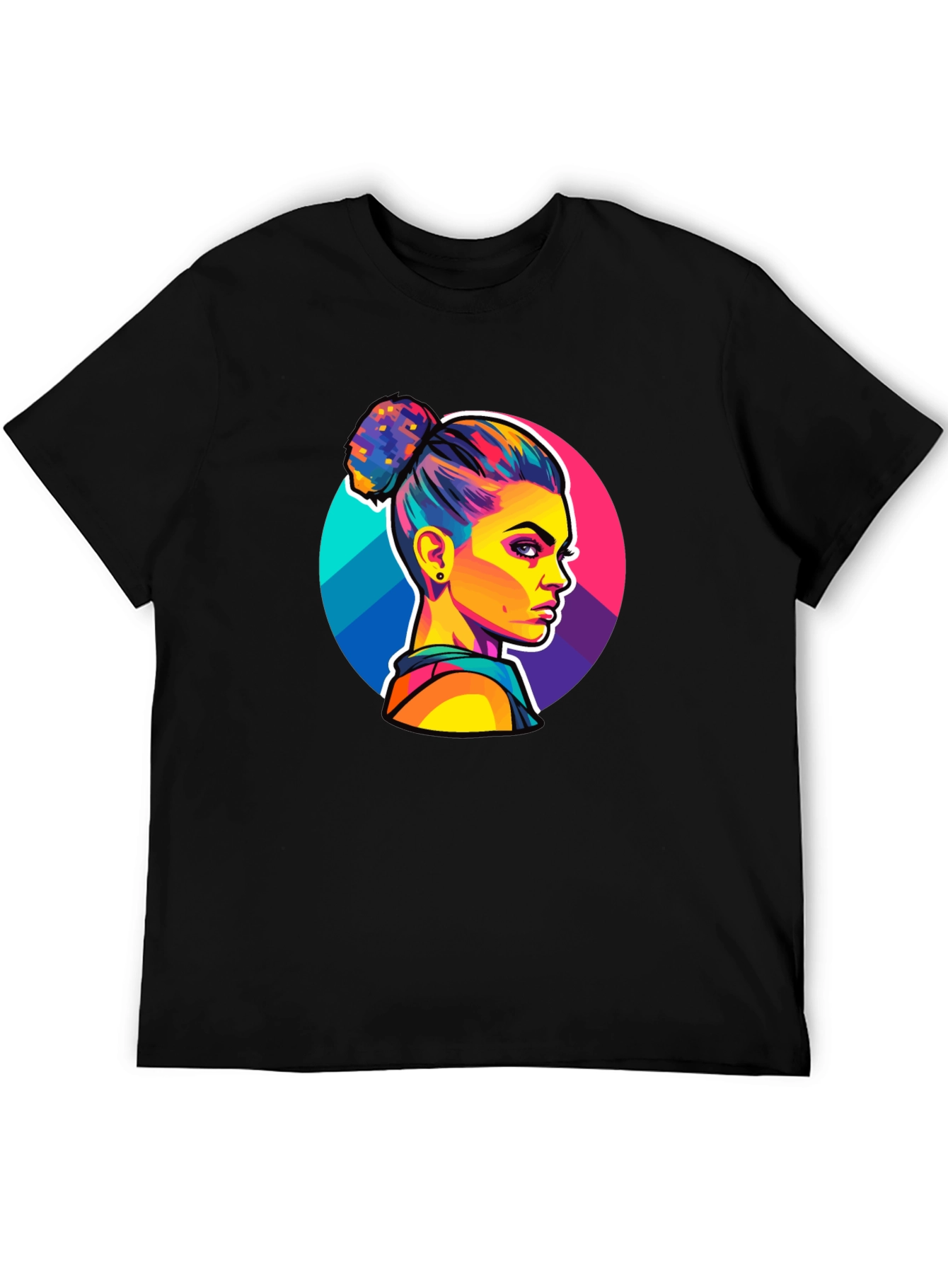 Pop Art Woman Graphic Black T-Shirt