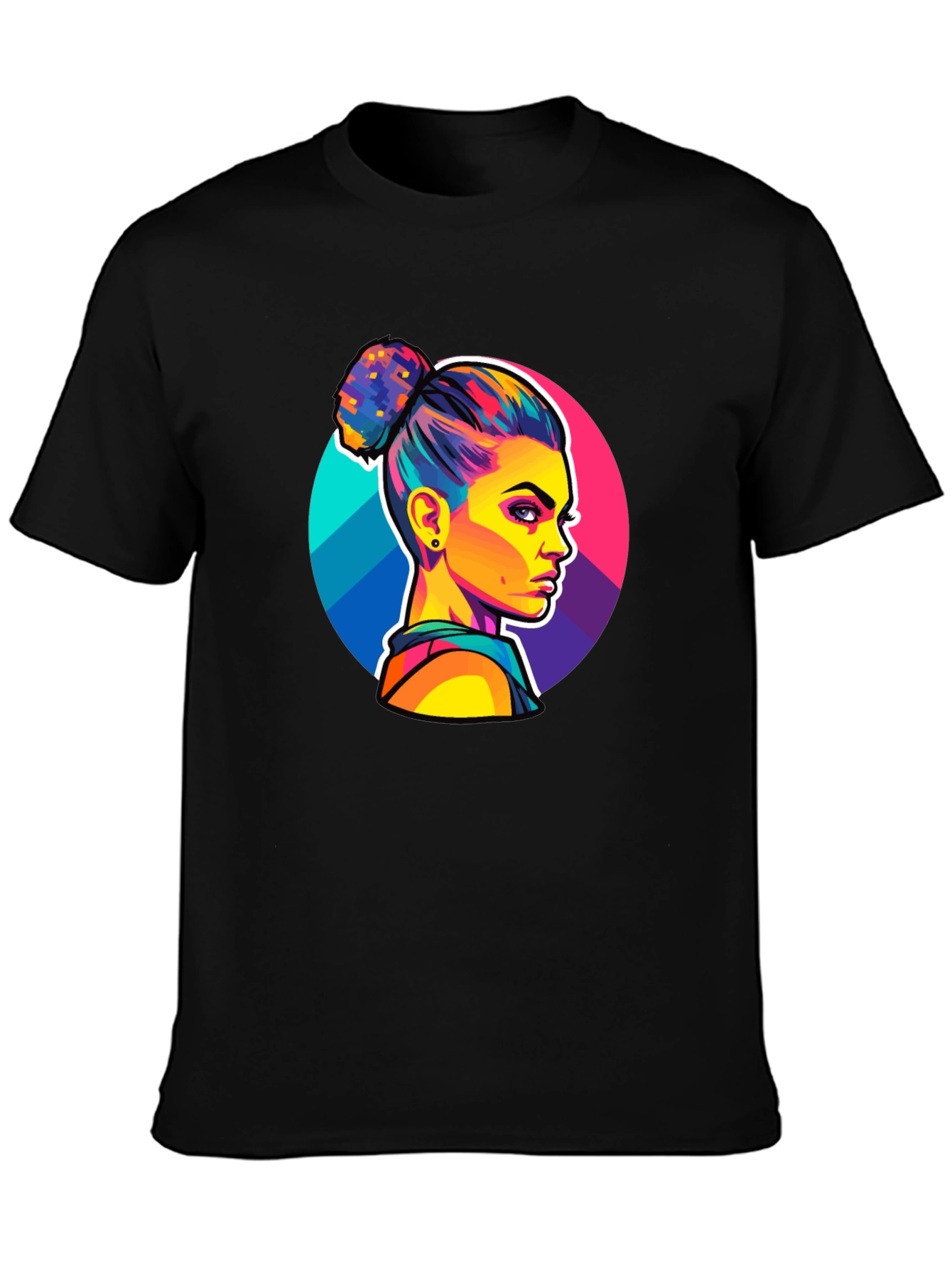 Pop Art Woman Graphic Black T-Shirt