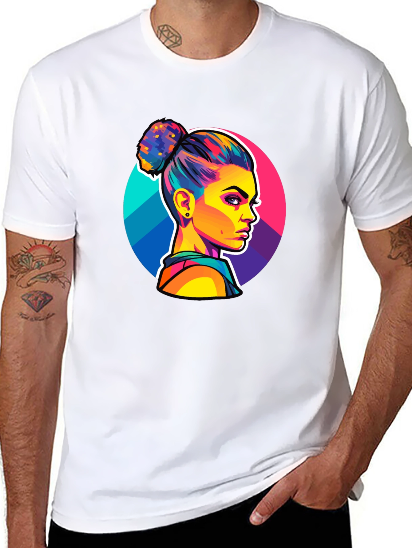 Pop Art Woman Graphic Black T-Shirt