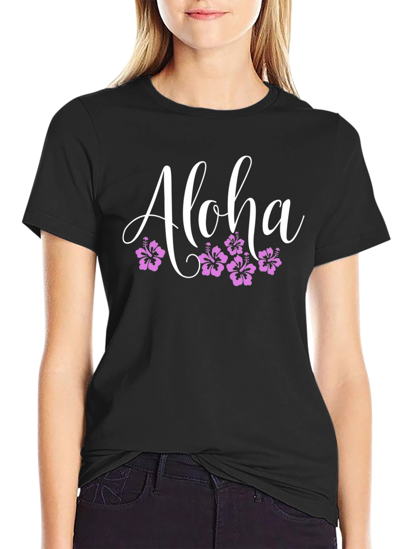Aloha Floral Graphic Black T-Shirt