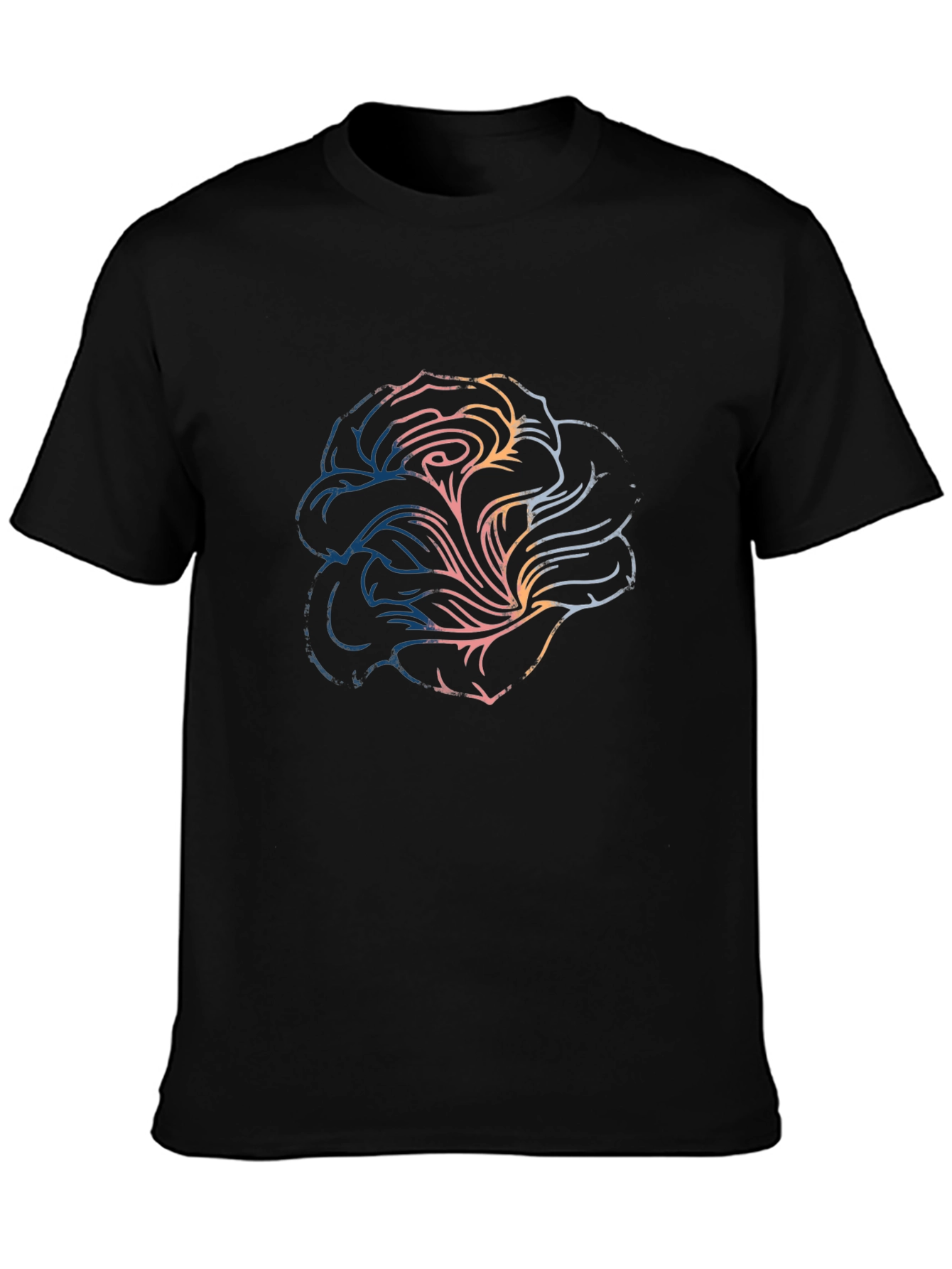 Abstract Rose Graphic T-Shirt - Mens Black Tee