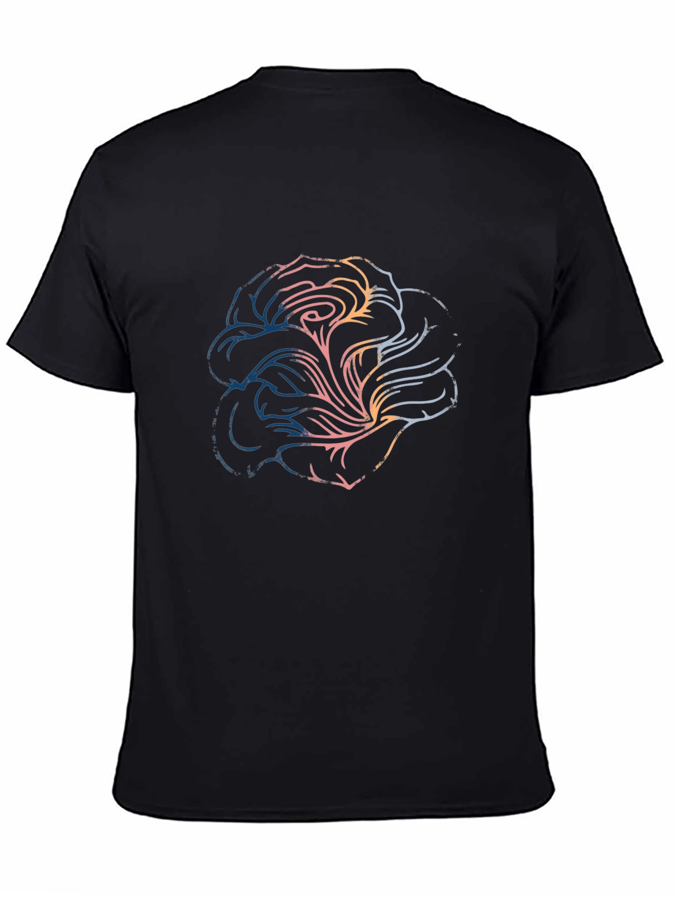 Abstract Rose Graphic T-Shirt - Mens Black Tee