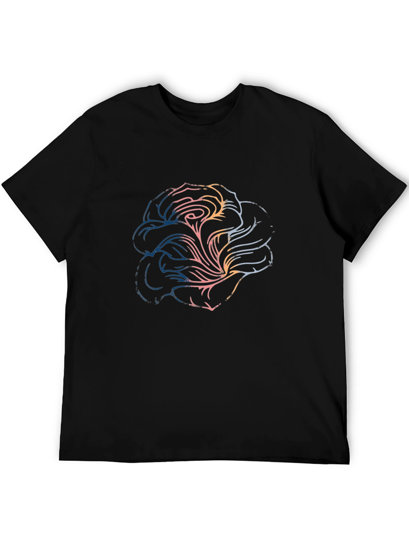 Abstract Rose Graphic T-Shirt - Mens Black Tee