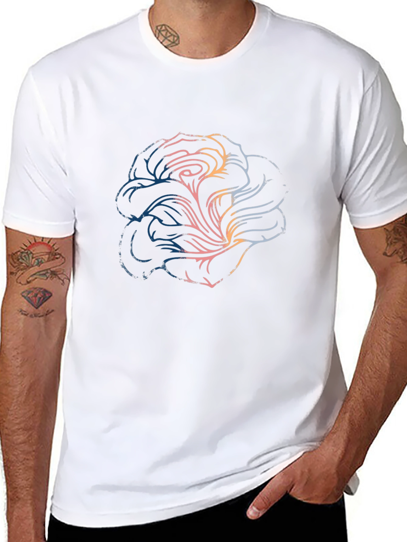 Abstract Rose Graphic T-Shirt - Mens Black Tee