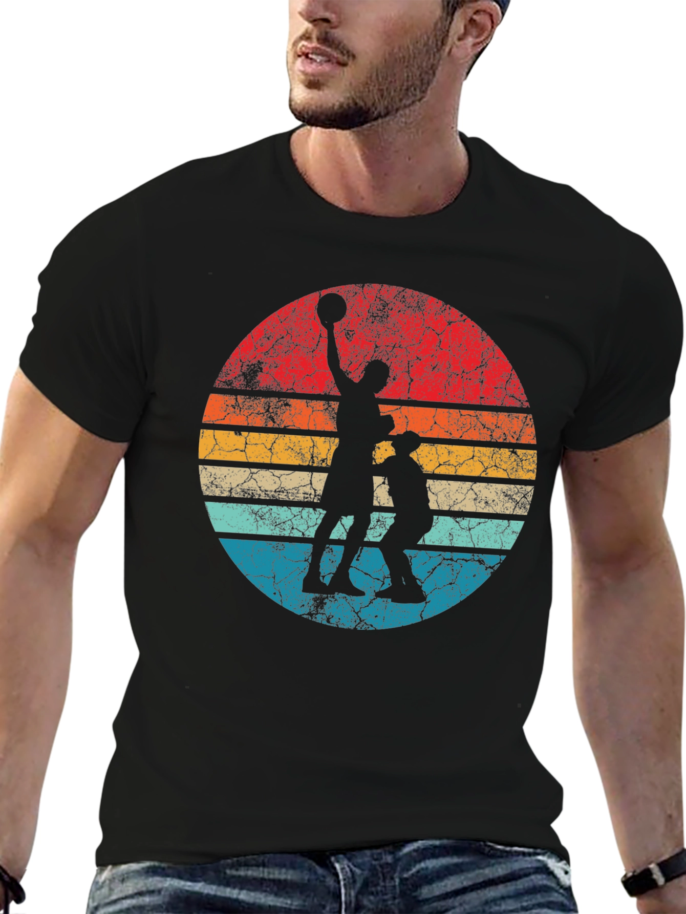 Retro Sunset Basketball Graphic Tee