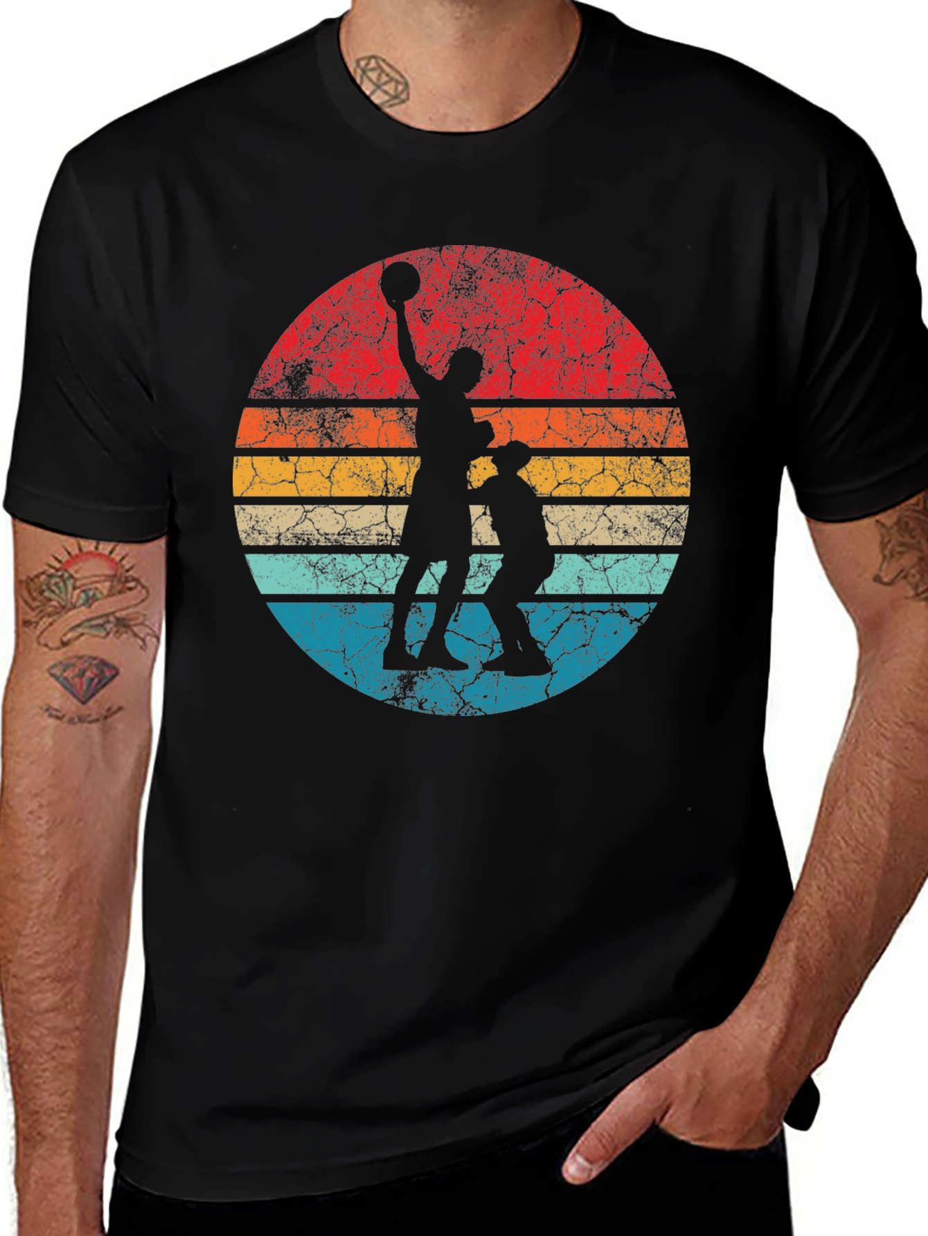 Retro Sunset Basketball Graphic Tee