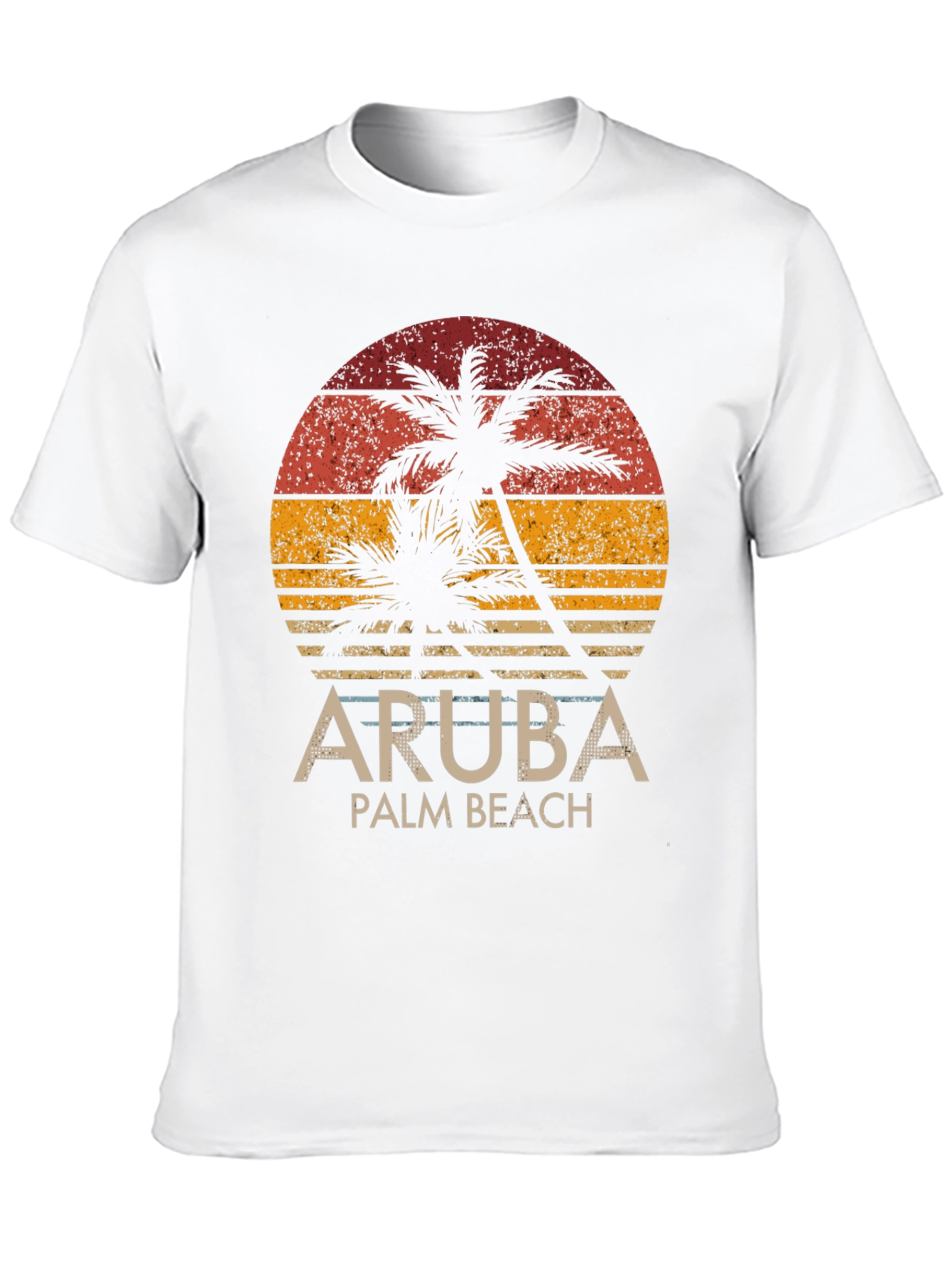Aruba Palm Beach T-Shirt - Retro Sunset Graphic Tee