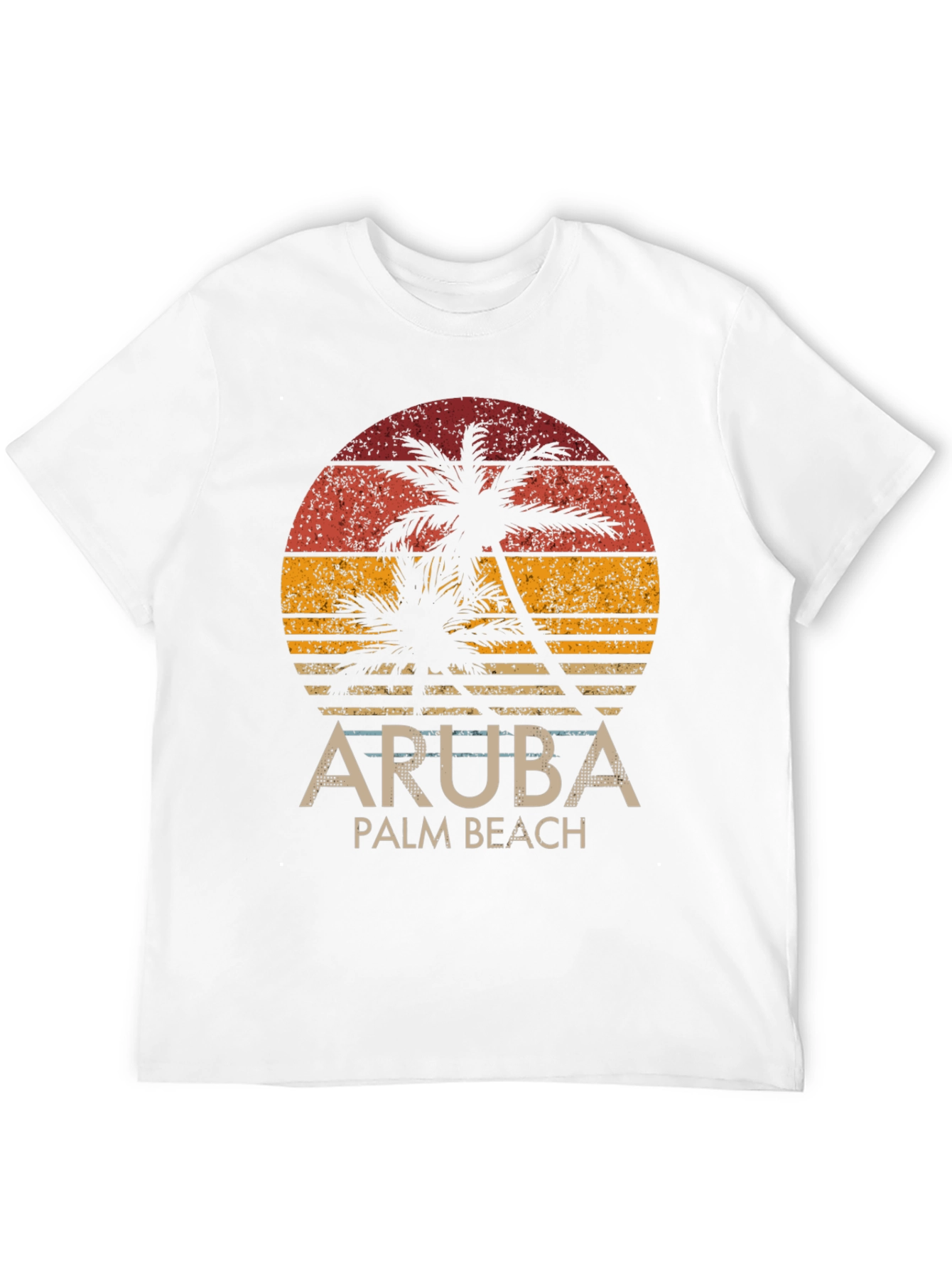 Aruba Palm Beach T-Shirt - Retro Sunset Graphic Tee