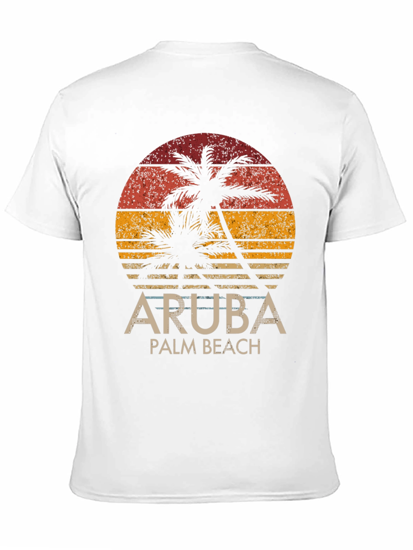 Aruba Palm Beach T-Shirt - Retro Sunset Graphic Tee