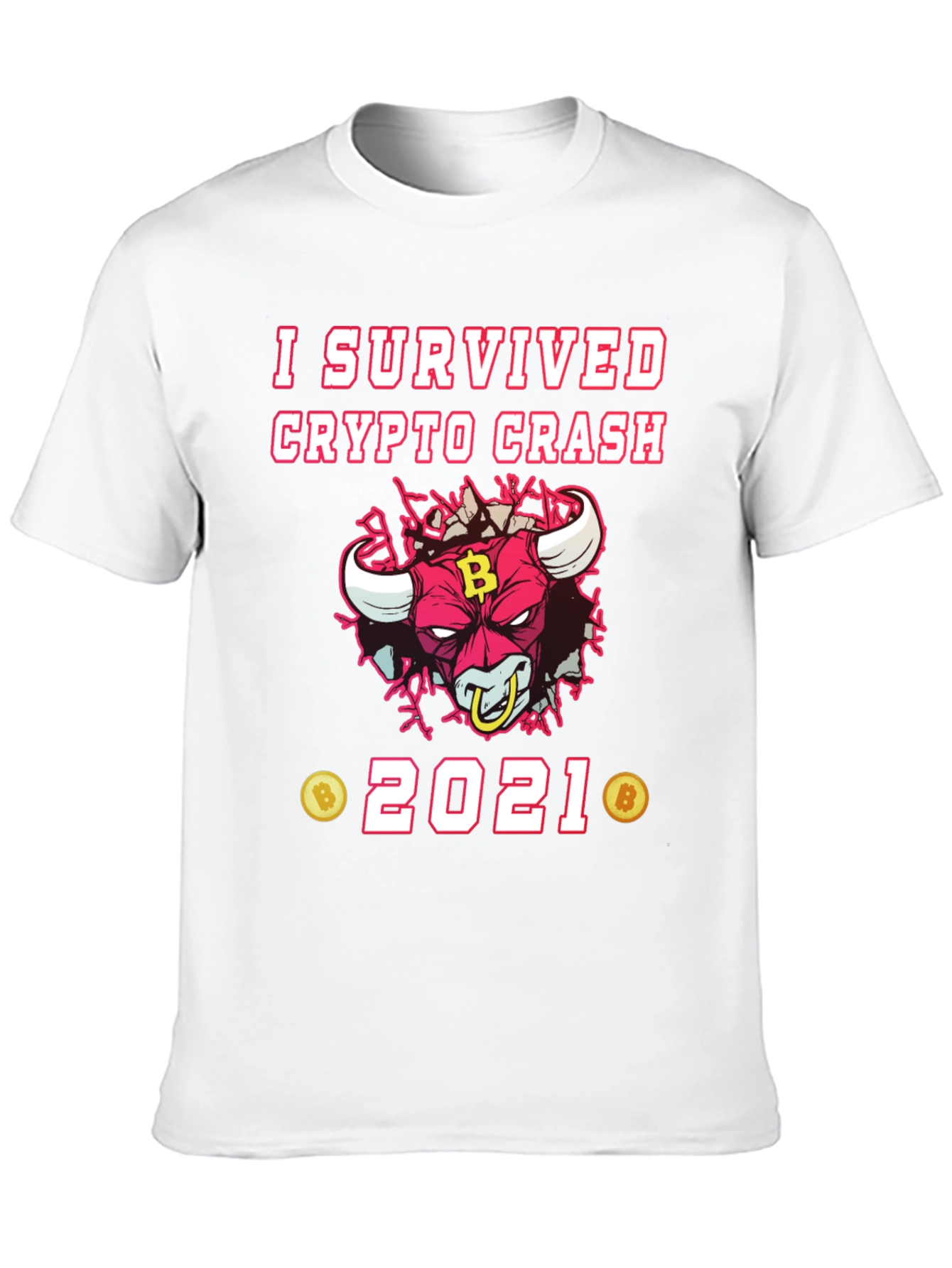 Crypto Crash Survivor 2021 T-Shirt - Bitcoin Bull