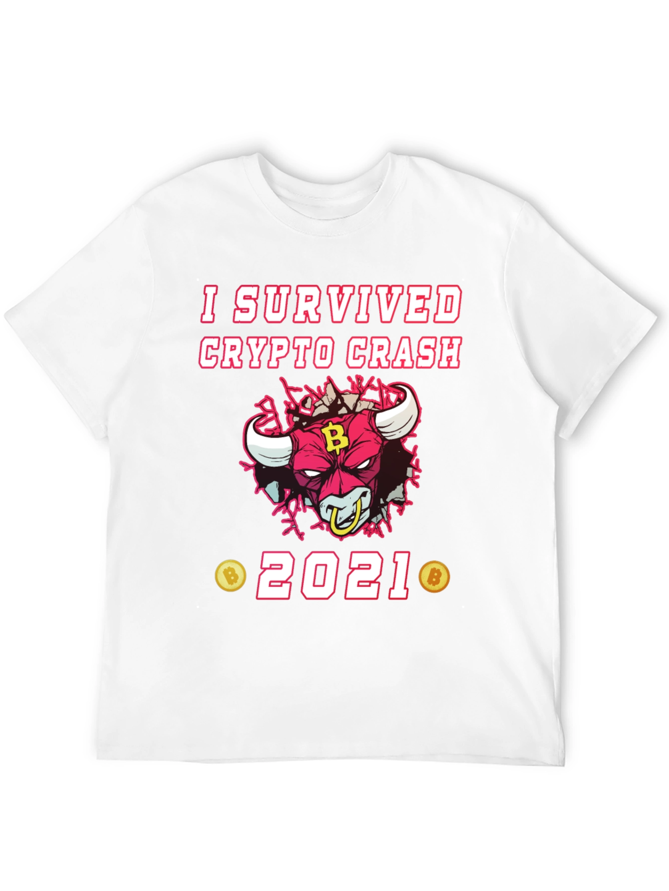 Crypto Crash Survivor 2021 T-Shirt - Bitcoin Bull