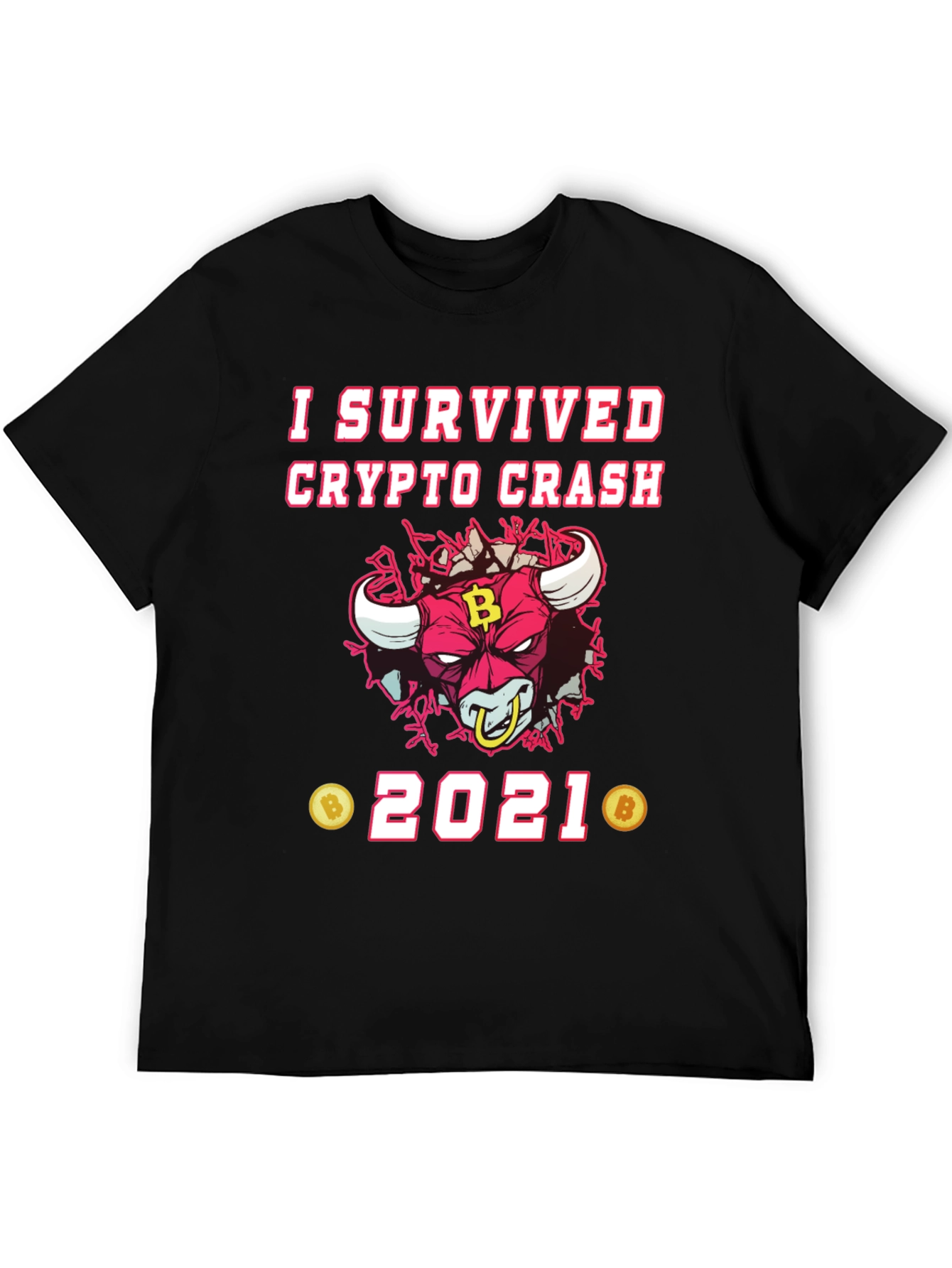 Crypto Crash Survivor 2021 T-Shirt - Bitcoin Bull