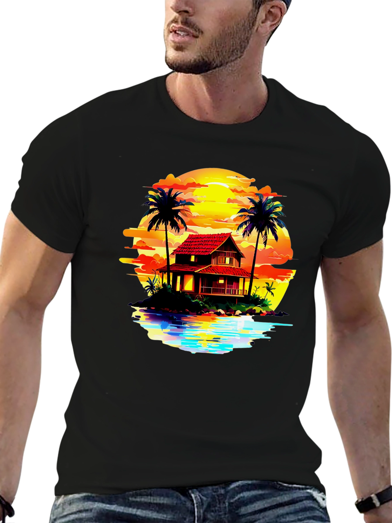 Sunset Beach House Graphic Tee
