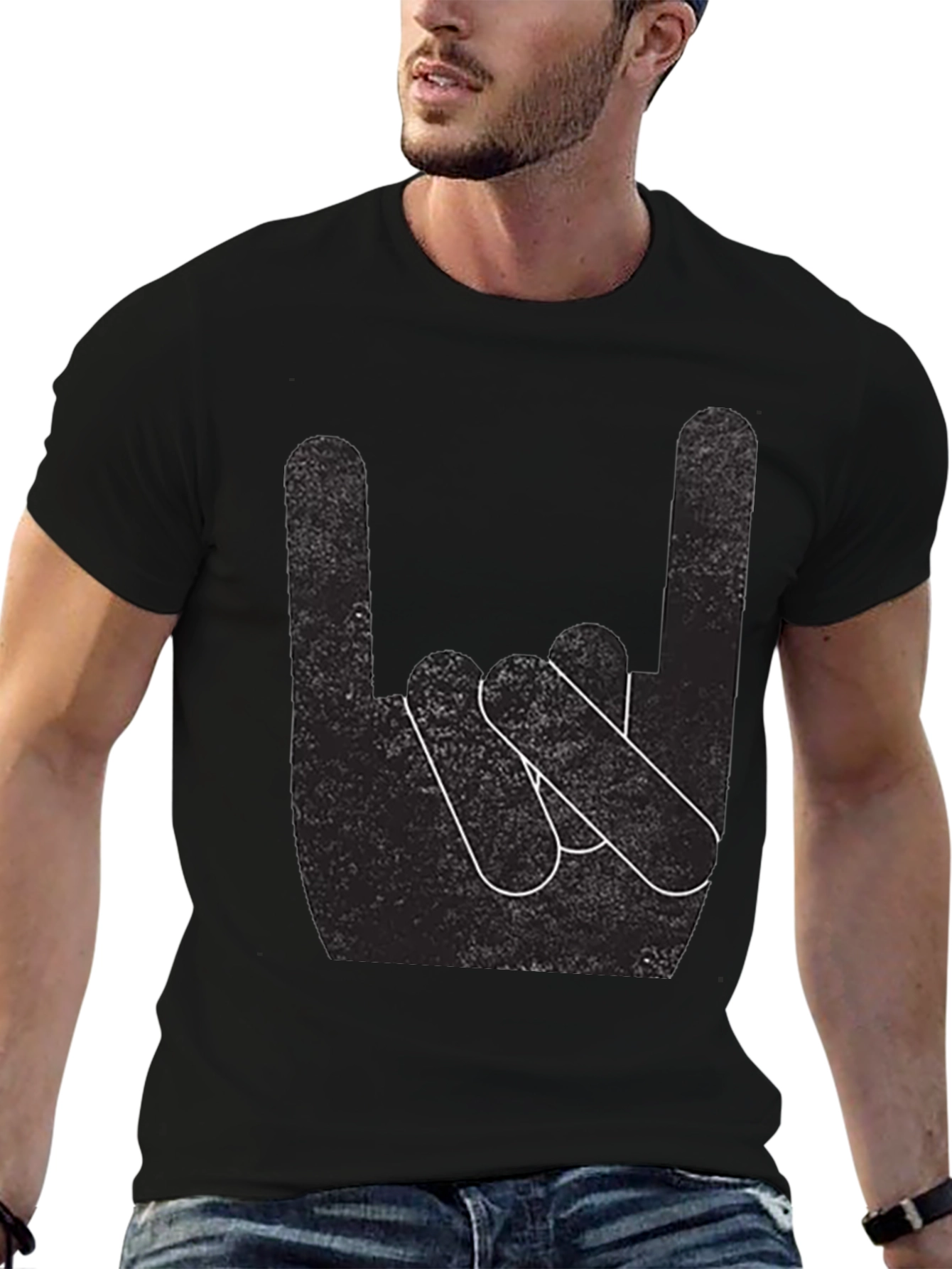 Rock On! Black Graphic T-Shirt