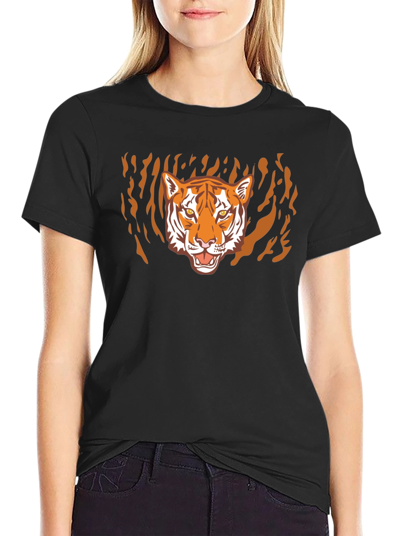 Bold Tiger Graphic Black T-Shirt