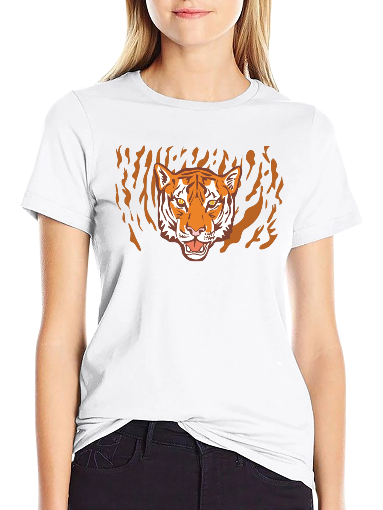 Bold Tiger Graphic Black T-Shirt