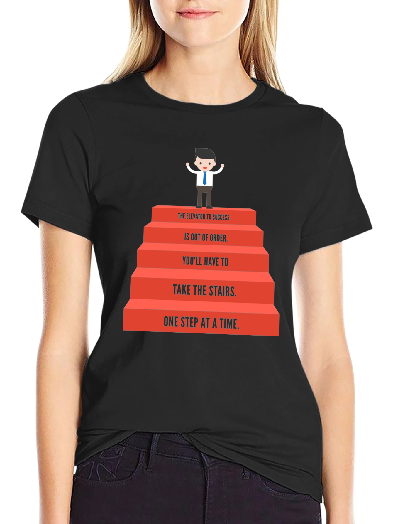 Motivational Stairs to Success Graphic Tee