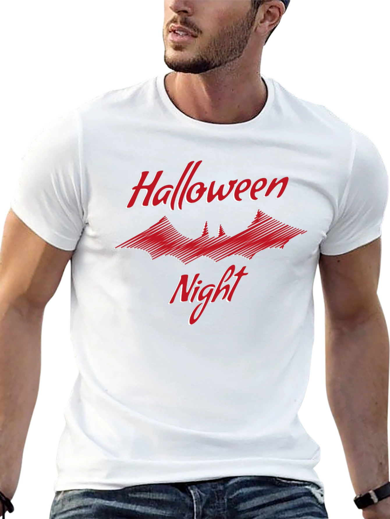 Halloween Night Graphic T-Shirt Bat Design