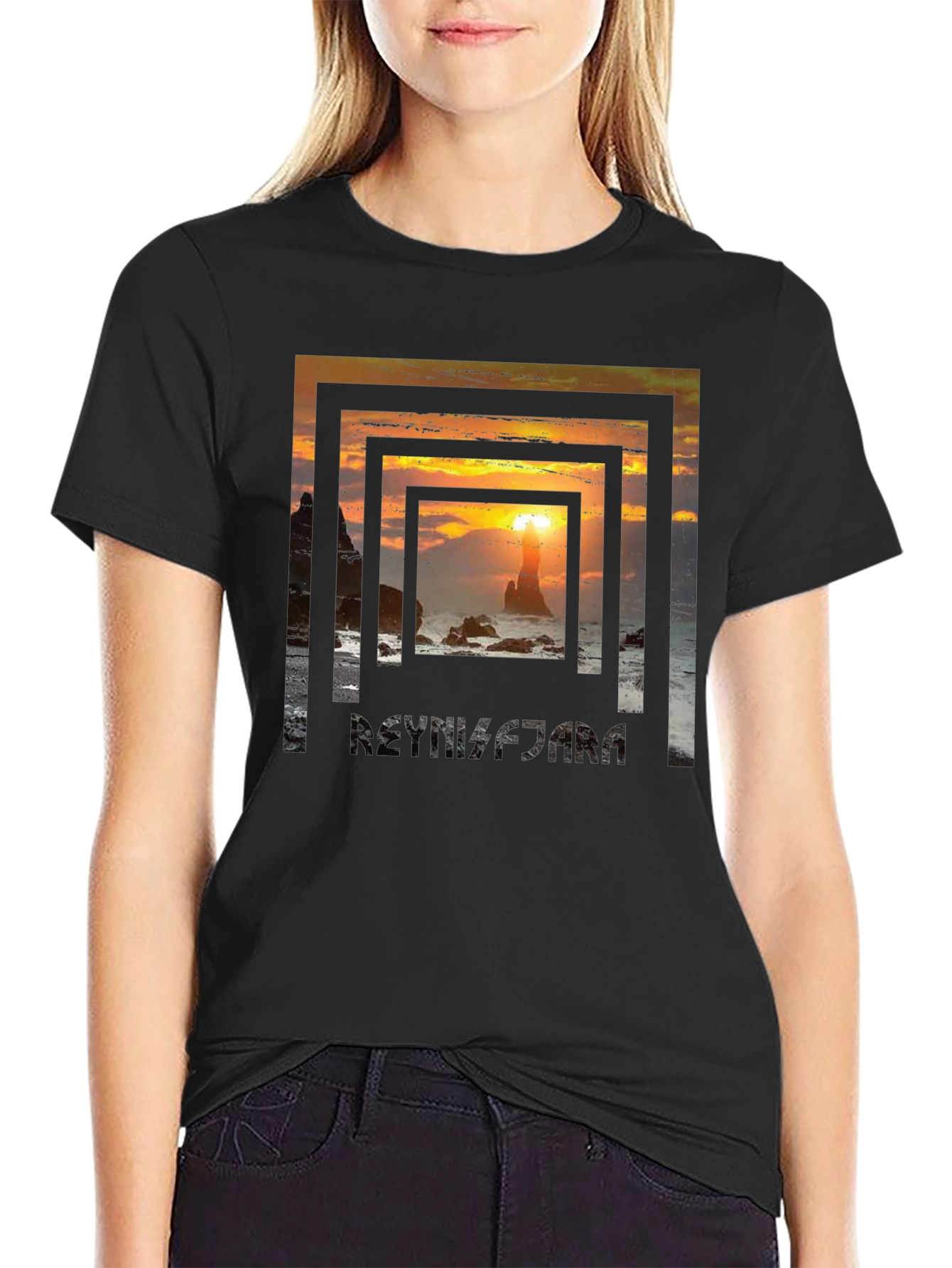 Sunset Beach Framed Graphic Tee
