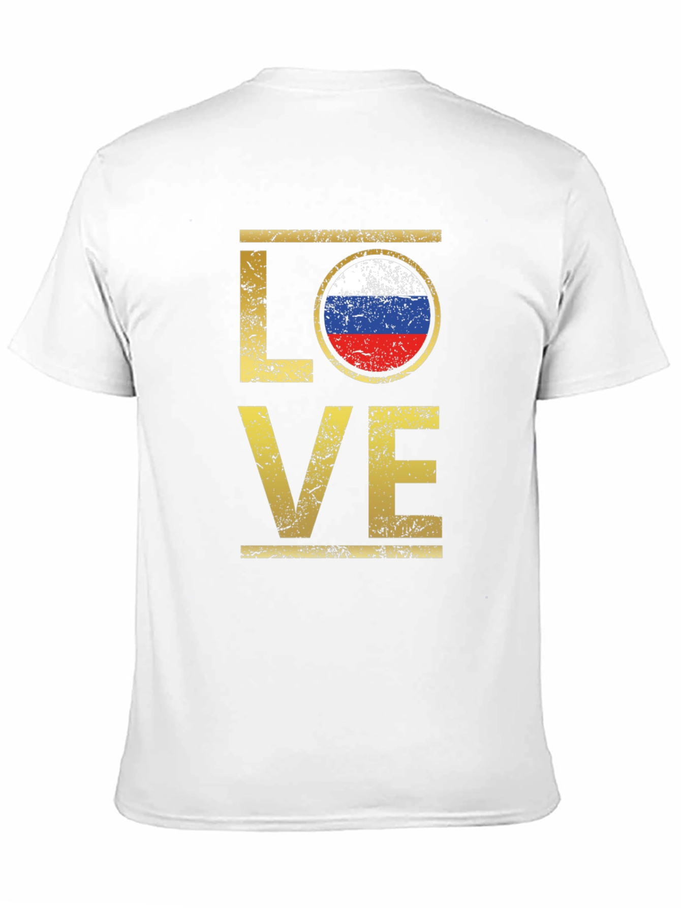Russia Flag Love T-Shirt - Distressed Design