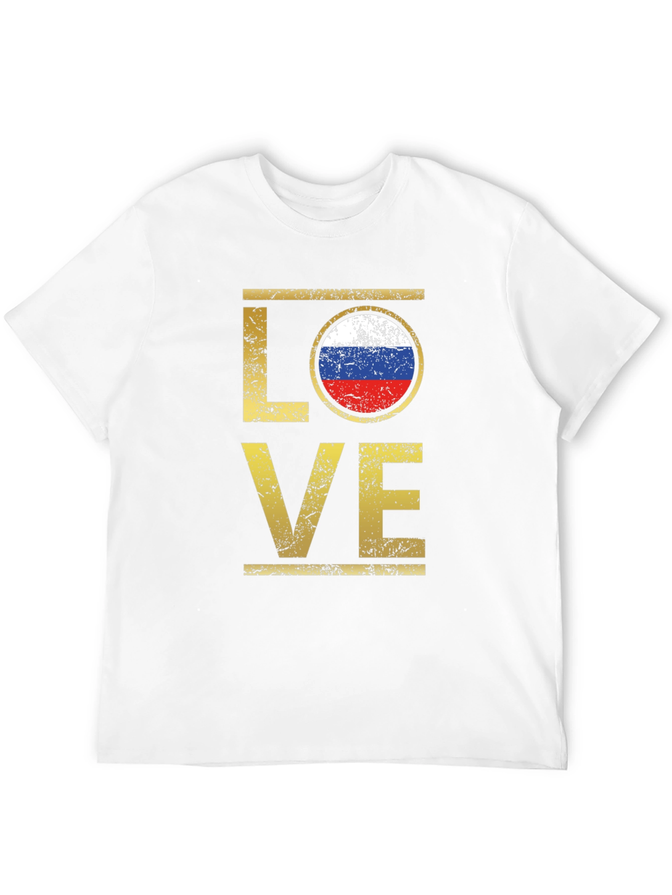 Russia Flag Love T-Shirt - Distressed Design