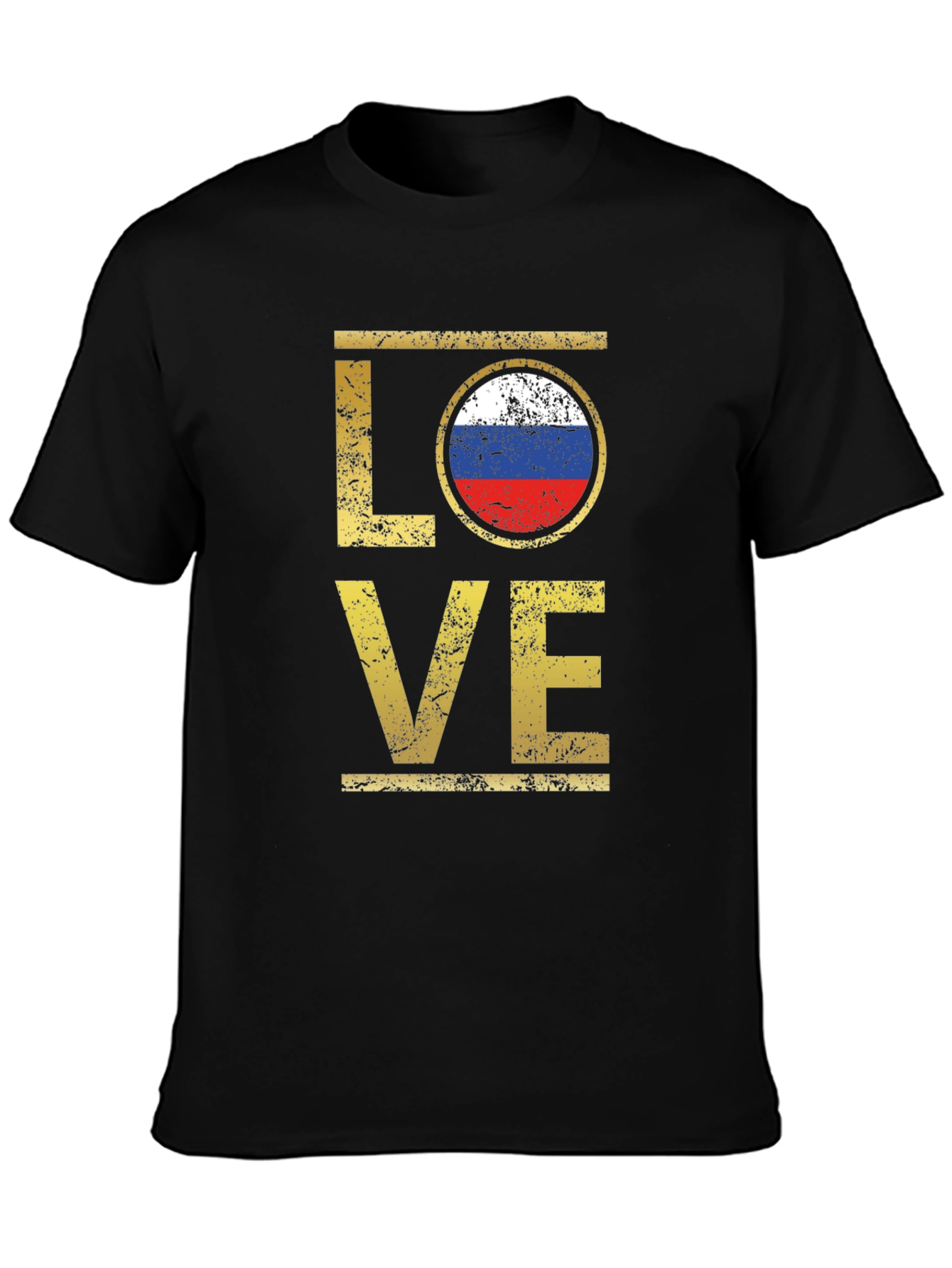 Russia Flag Love T-Shirt - Distressed Design