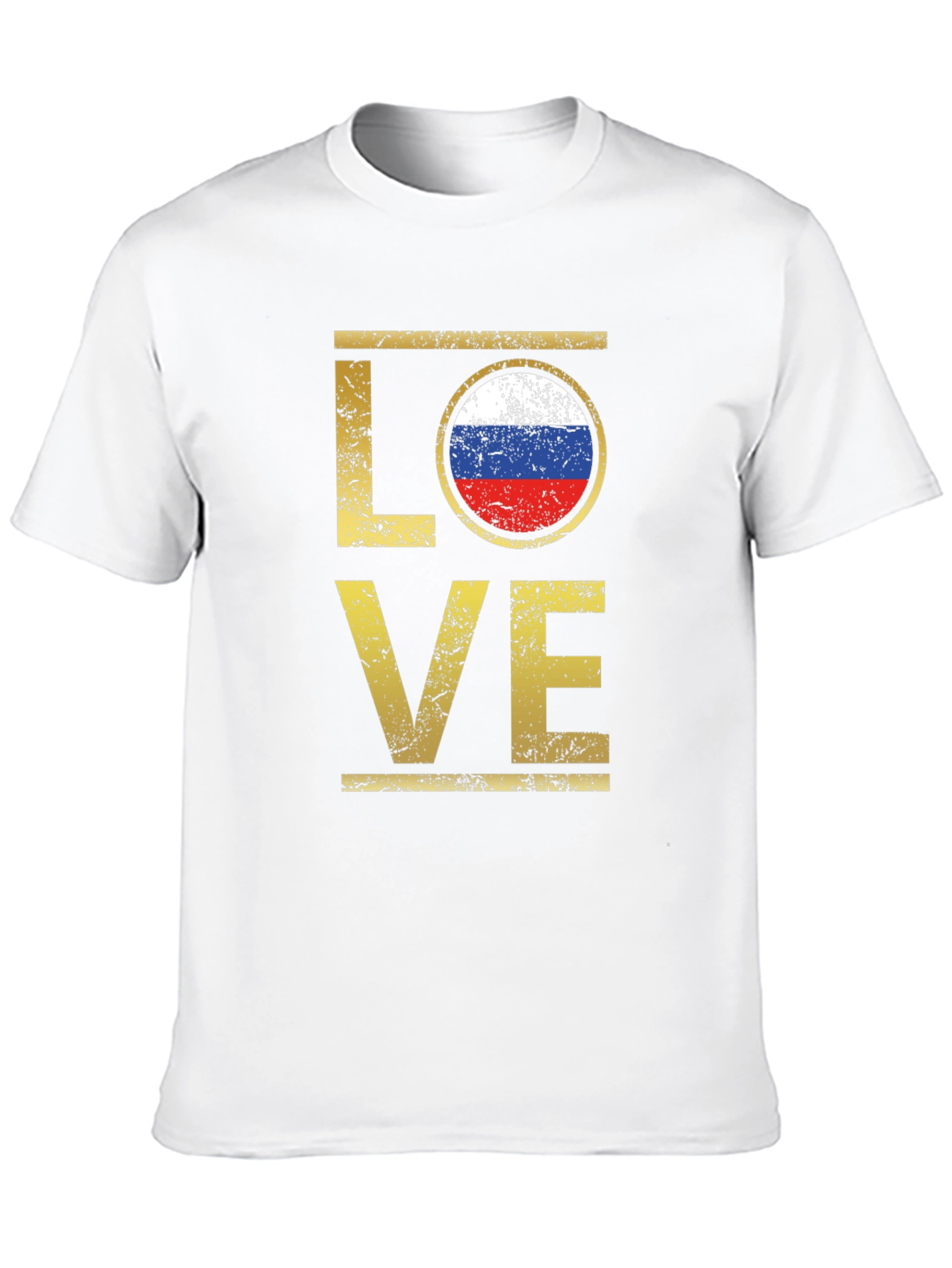 Russia Flag Love T-Shirt - Distressed Design