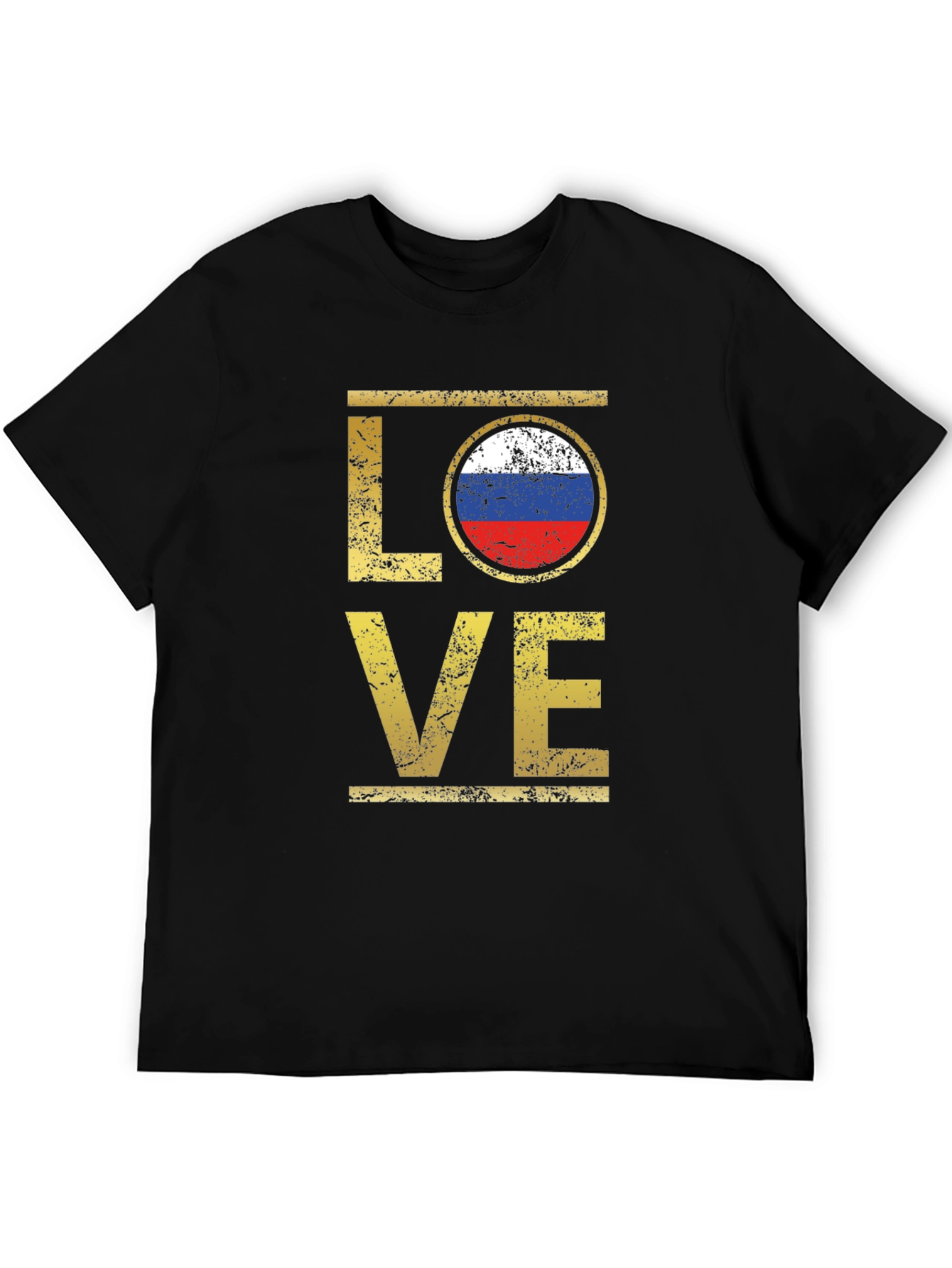 Russia Flag Love T-Shirt - Distressed Design