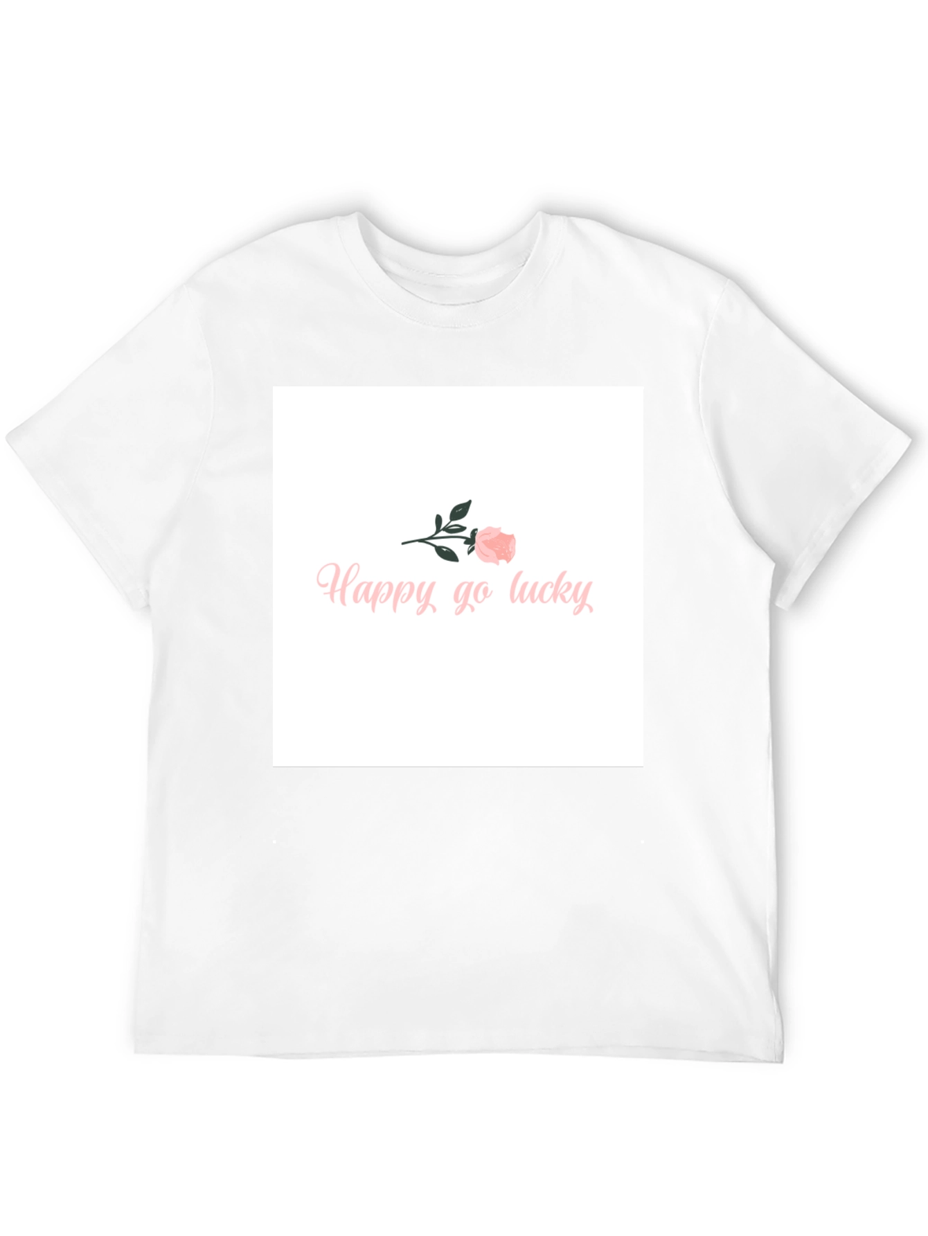 Happy-Go-Lucky Pink Rose Graphic T-Shirt