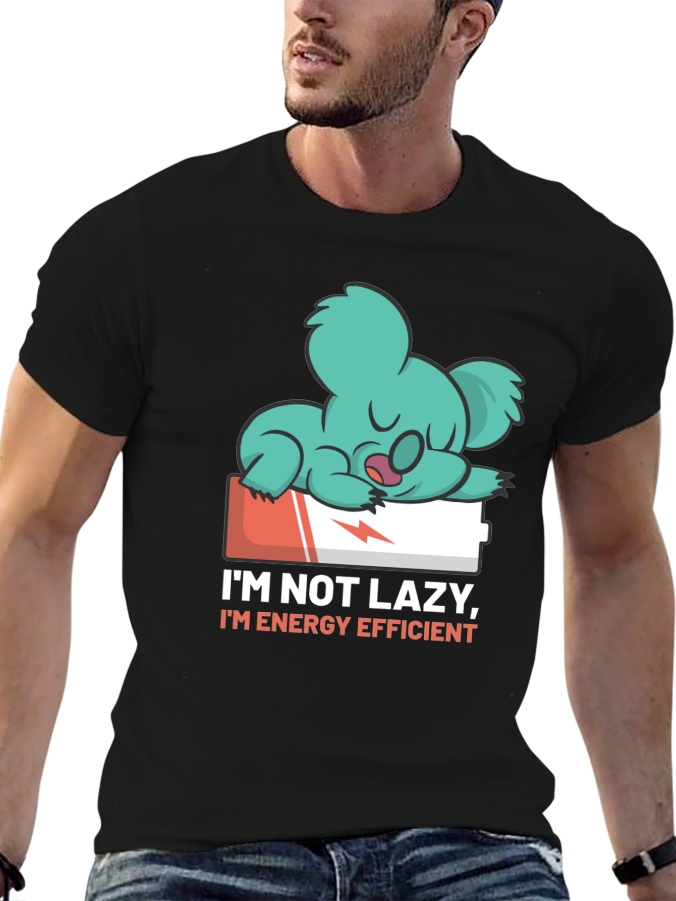 Lazy Koala Energy Efficient Black Tee
