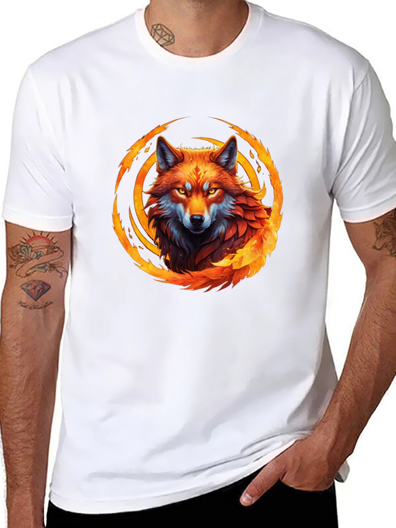 Fiery Fox Graphic Tee - Black Cotton Comfort