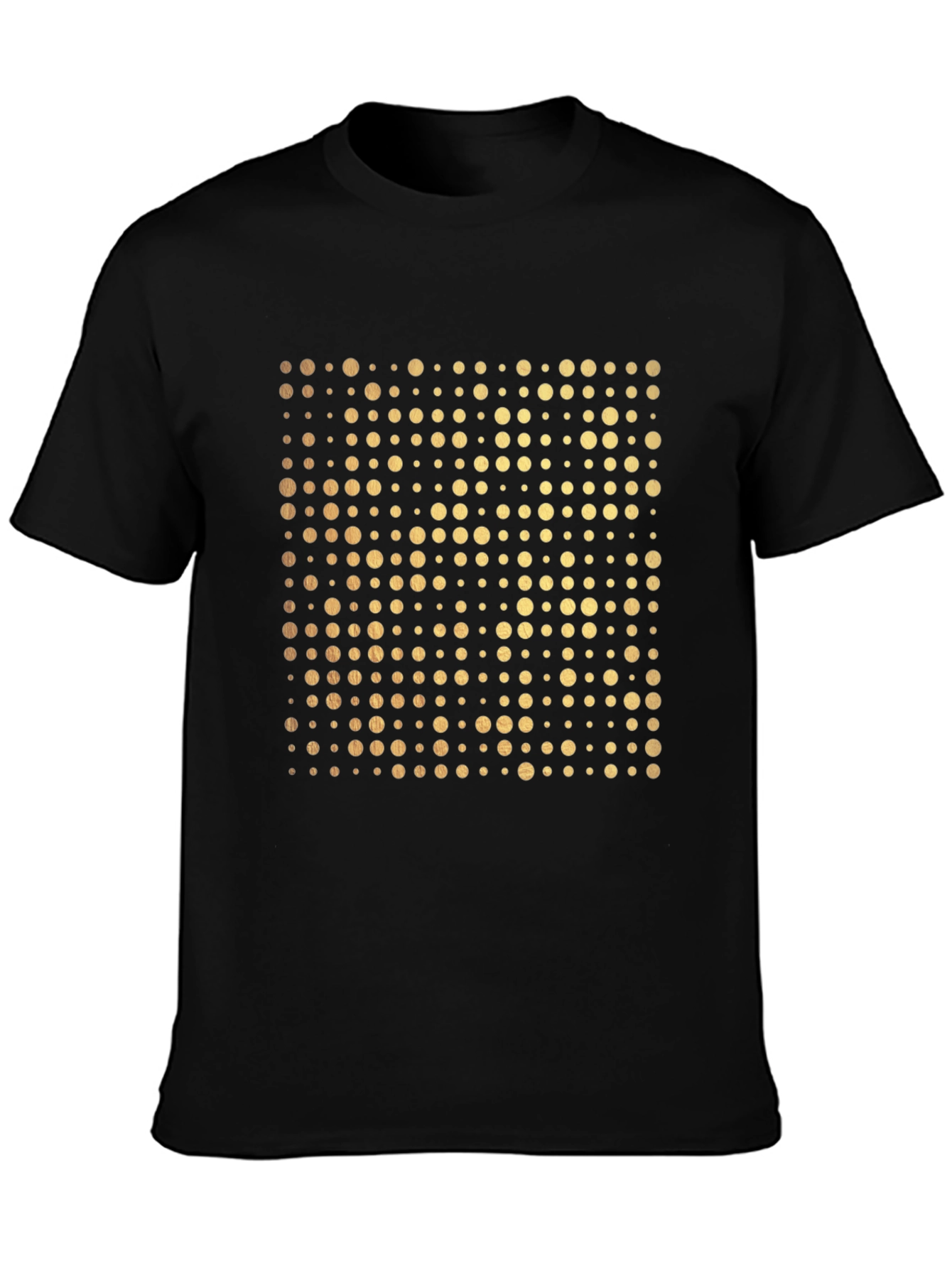 Gold Dot Pattern Black T-Shirt
