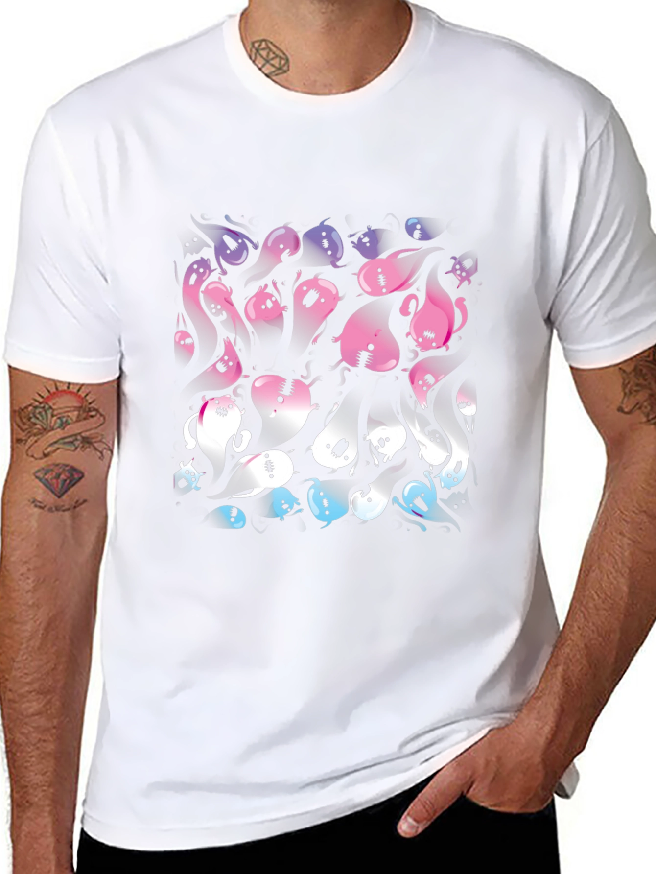 Bisexual Pride Flag Ghosts T-Shirt - Halloween Tee