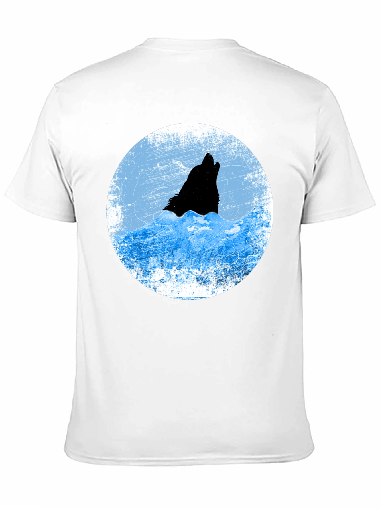 Wolf Howling at Moon Graphic T-Shirt - Black