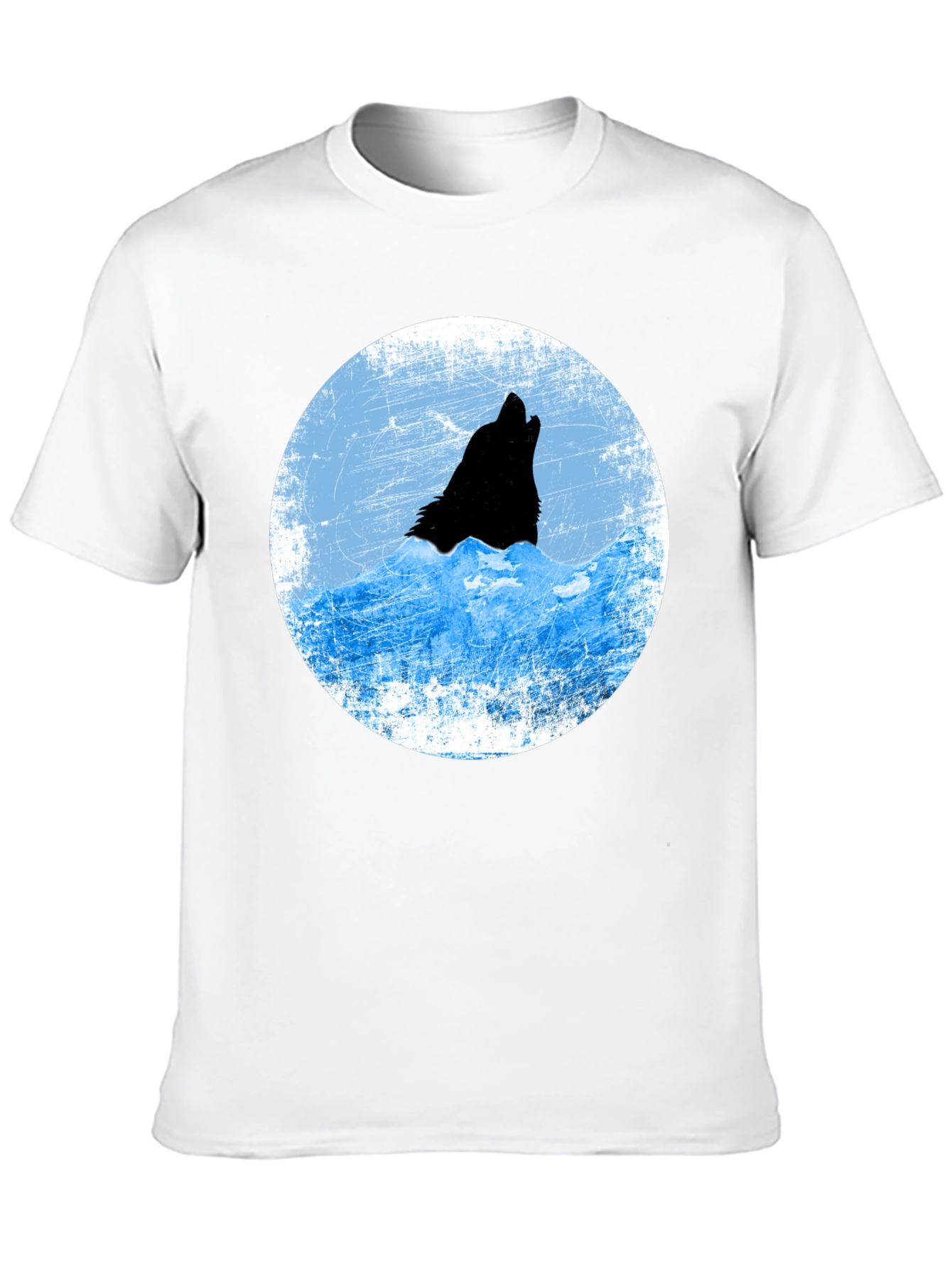Wolf Howling at Moon Graphic T-Shirt - Black