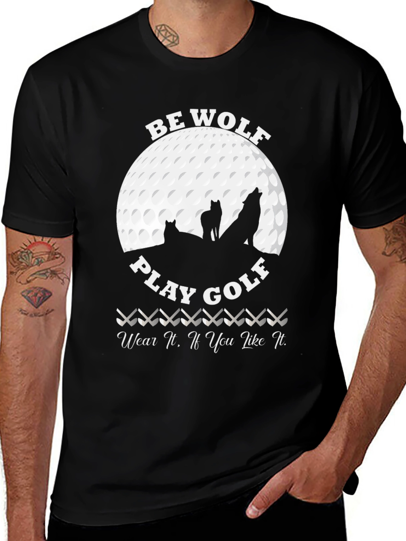 Be Wolf Play Golf Graphic T-Shirt