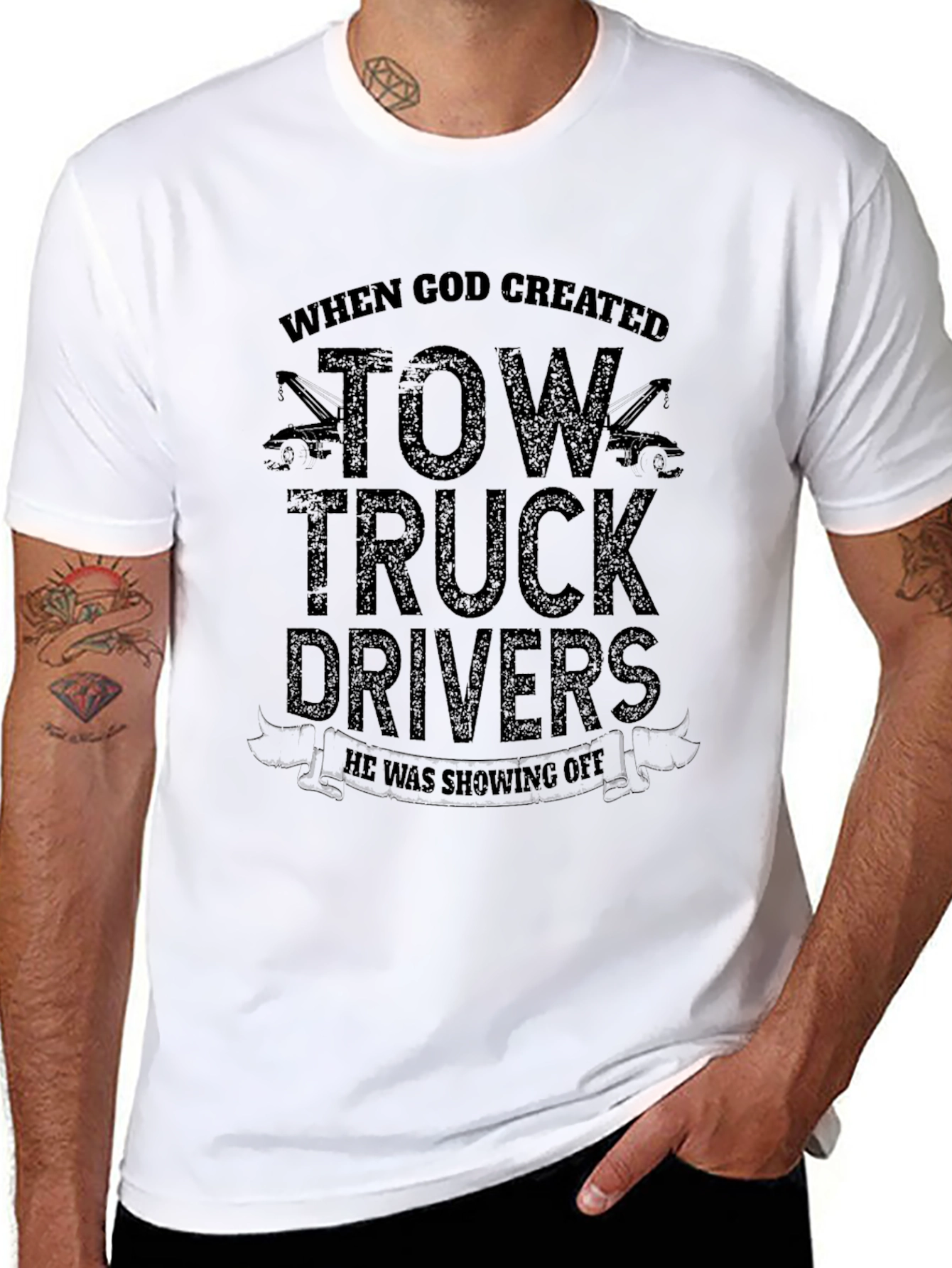 Funny Tow Truck Driver Black T-Shirt - Gift Idea
