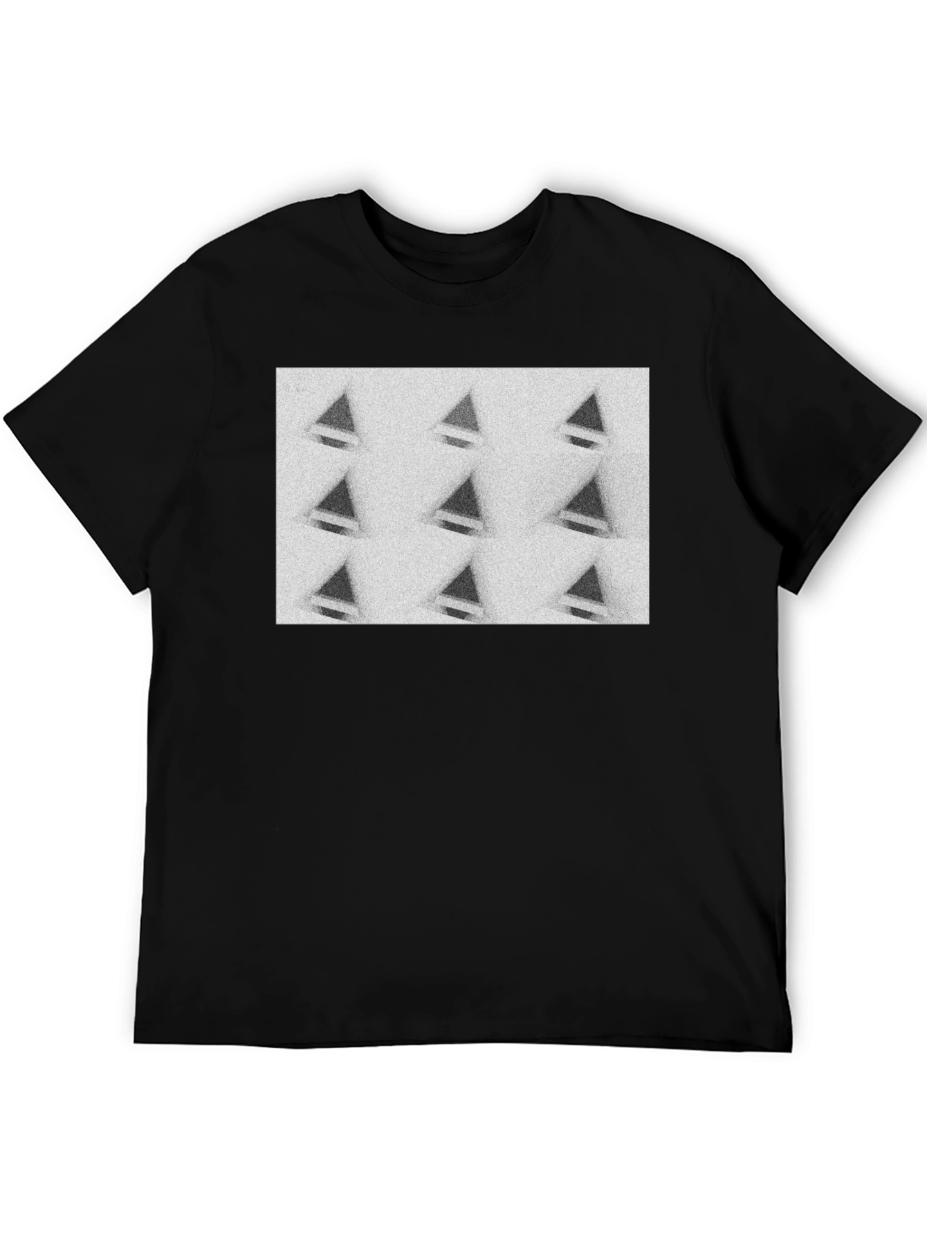 Mens Black T-Shirt with Geometric Triangle Design
