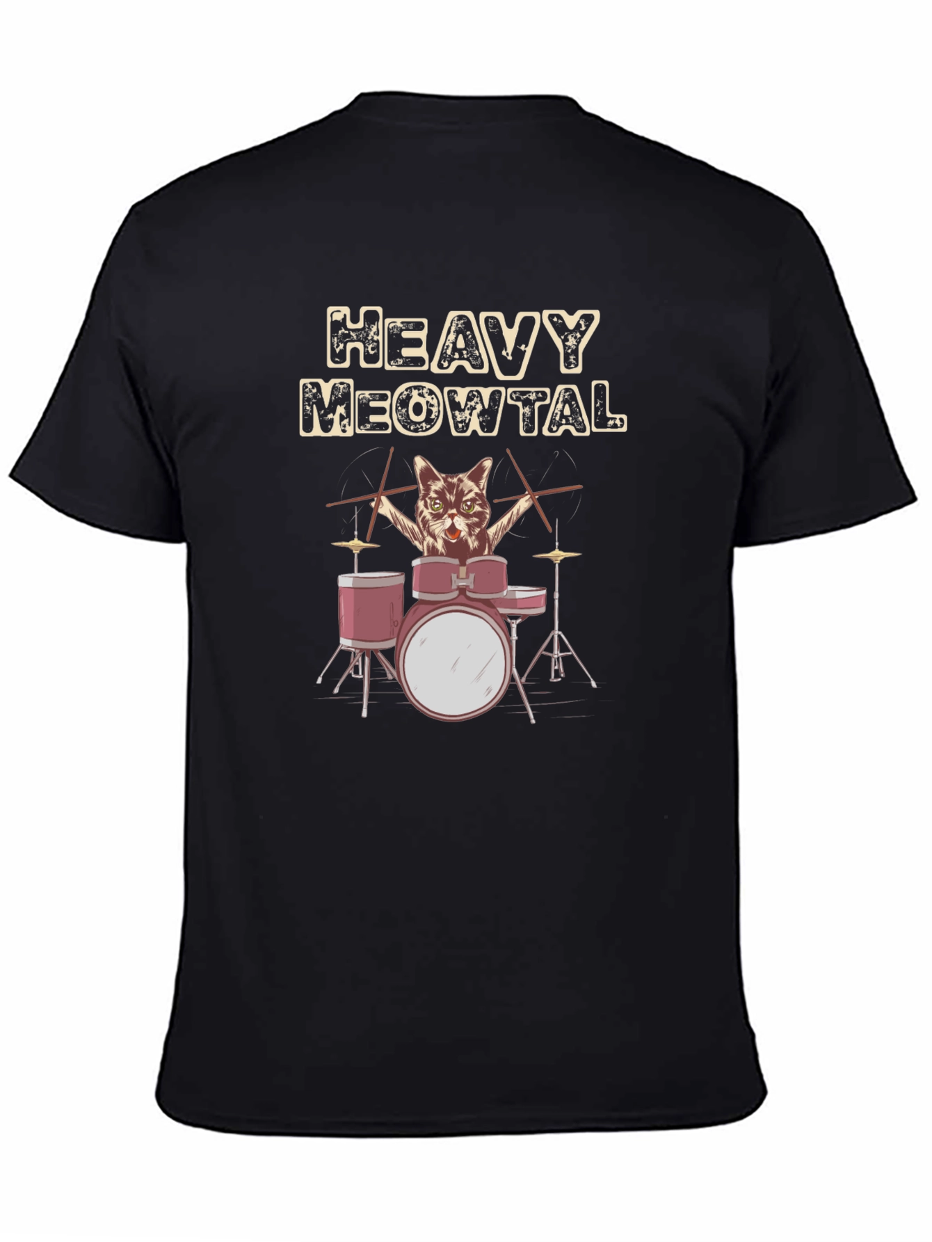 Heavy Meowtal Cat Drummer T-Shirt