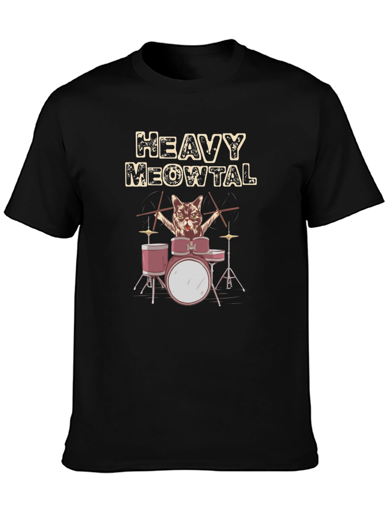 Heavy Meowtal Cat Drummer T-Shirt