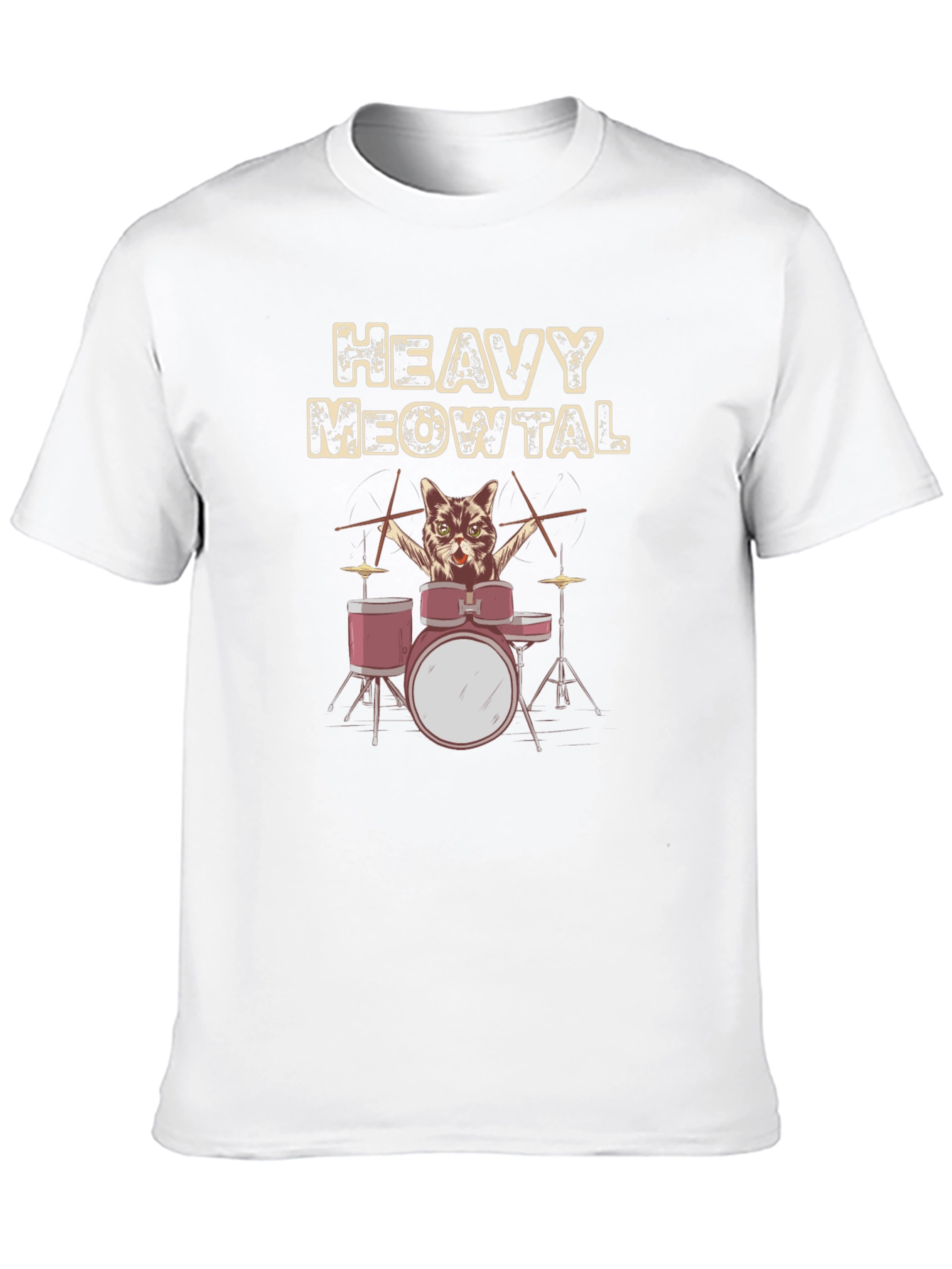 Heavy Meowtal Cat Drummer T-Shirt