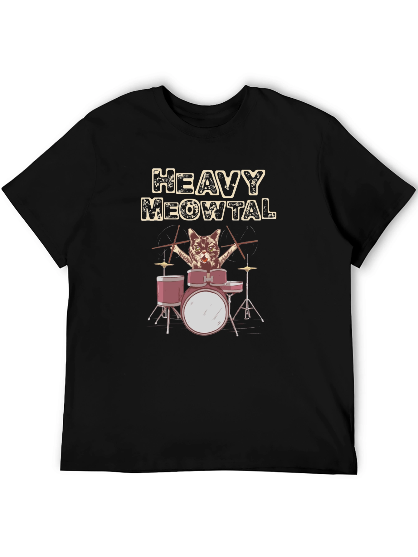 Heavy Meowtal Cat Drummer T-Shirt