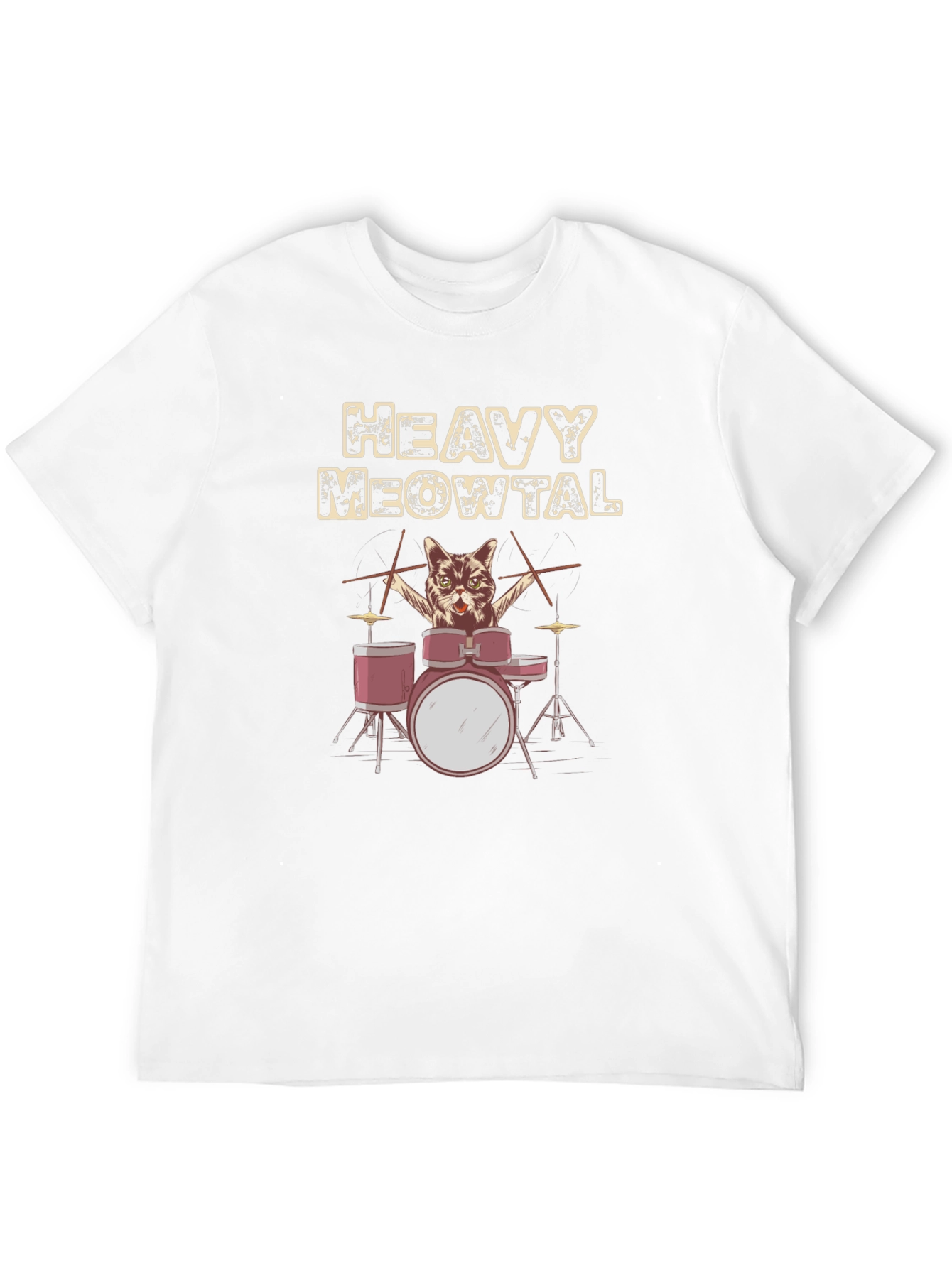 Heavy Meowtal Cat Drummer T-Shirt