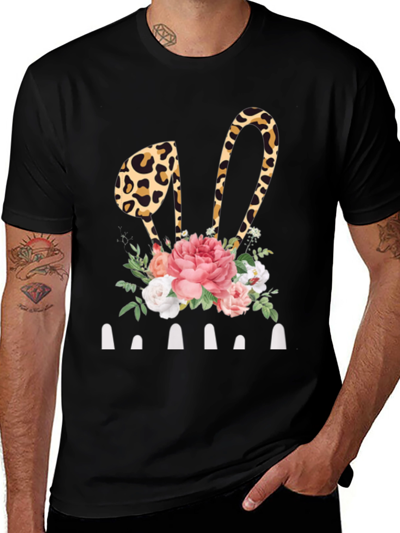 Floral Leopard Bunny Ears T-Shirt