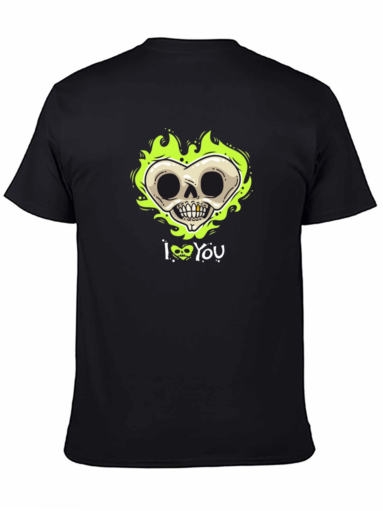 Skull Heart I Love You Graphic Black T-Shirt