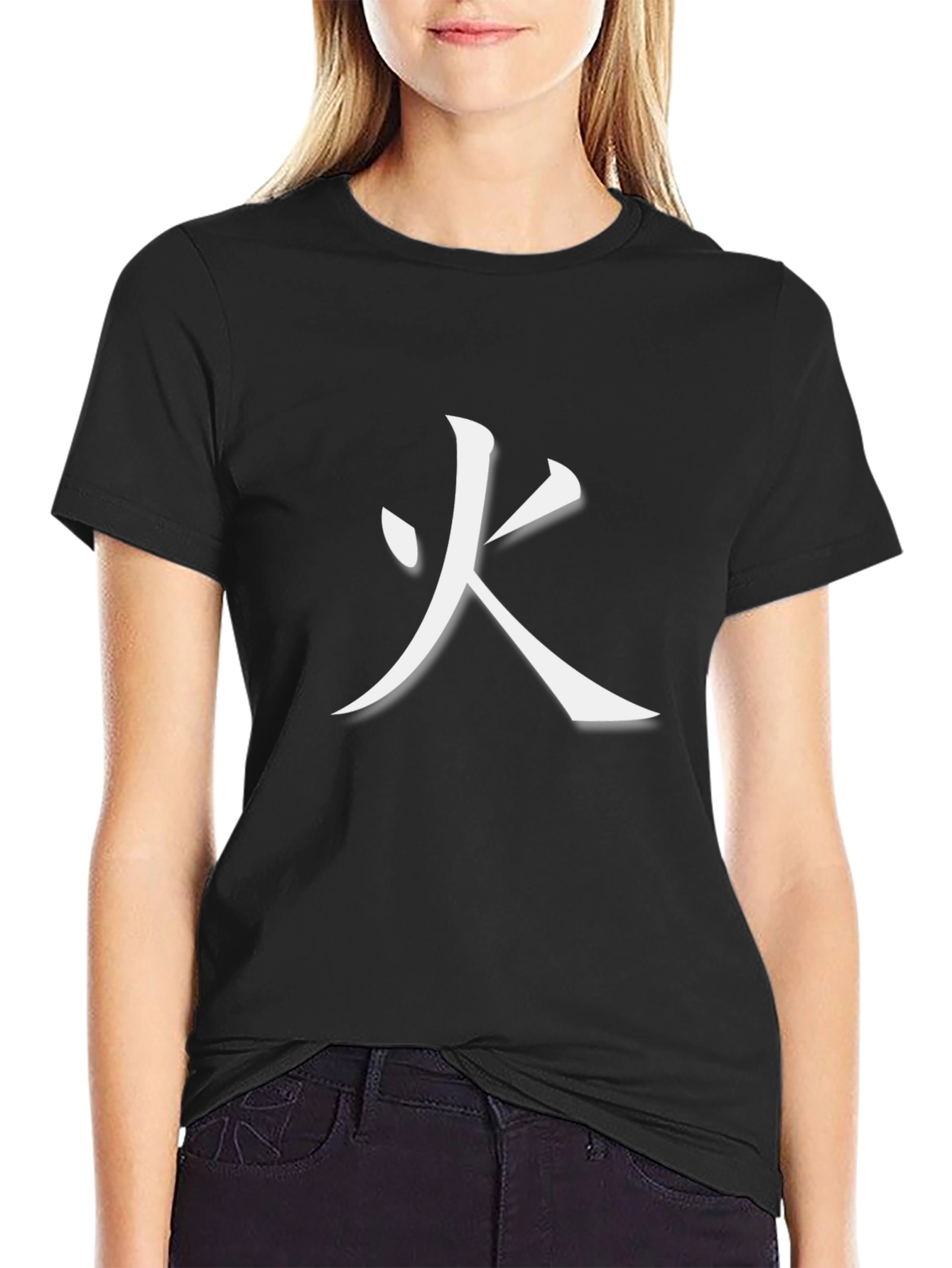 Fire Kanji T-Shirt - Black Casual Tee