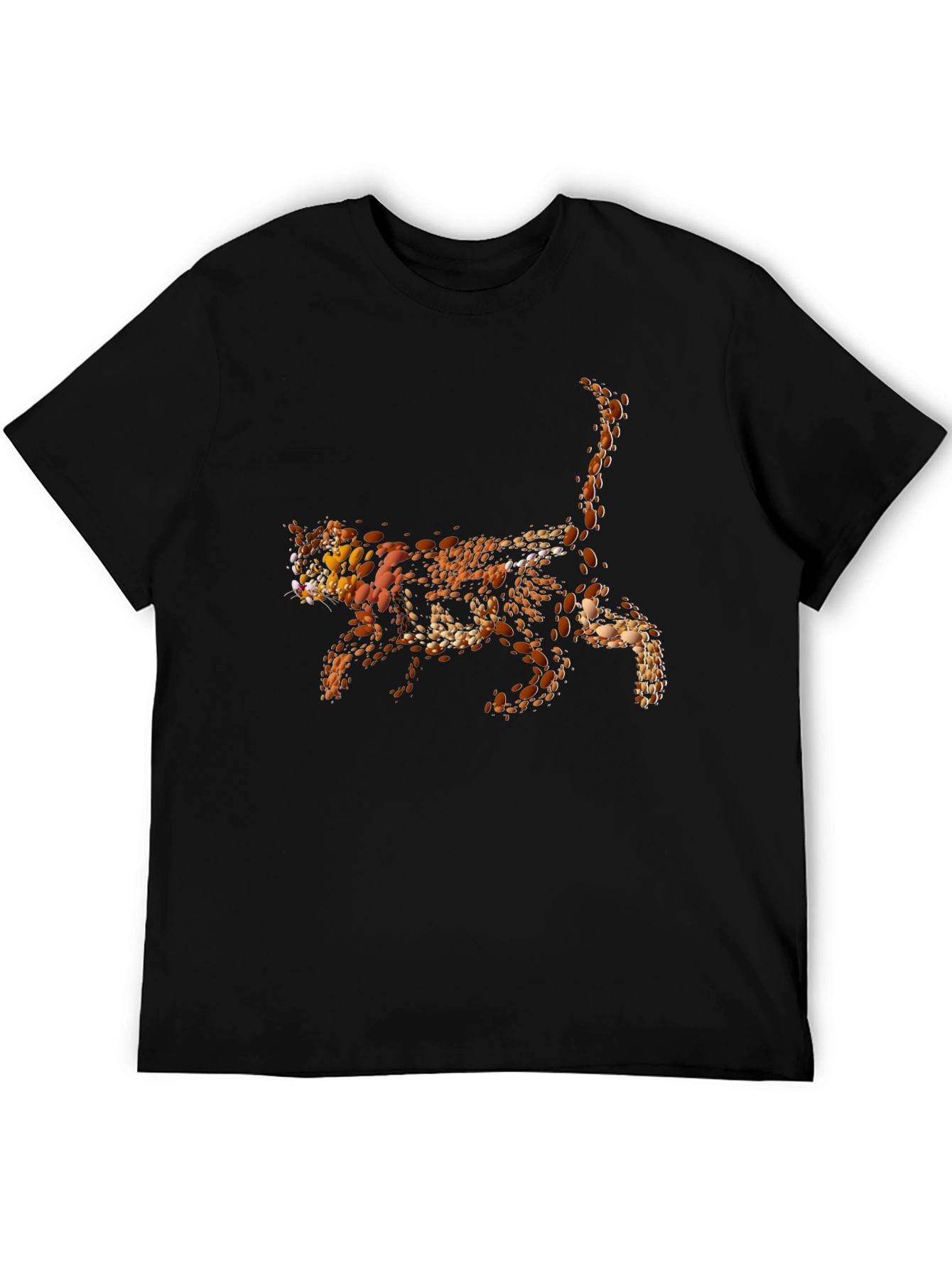 Abstract Cat Graphic Tee - Black T-Shirt